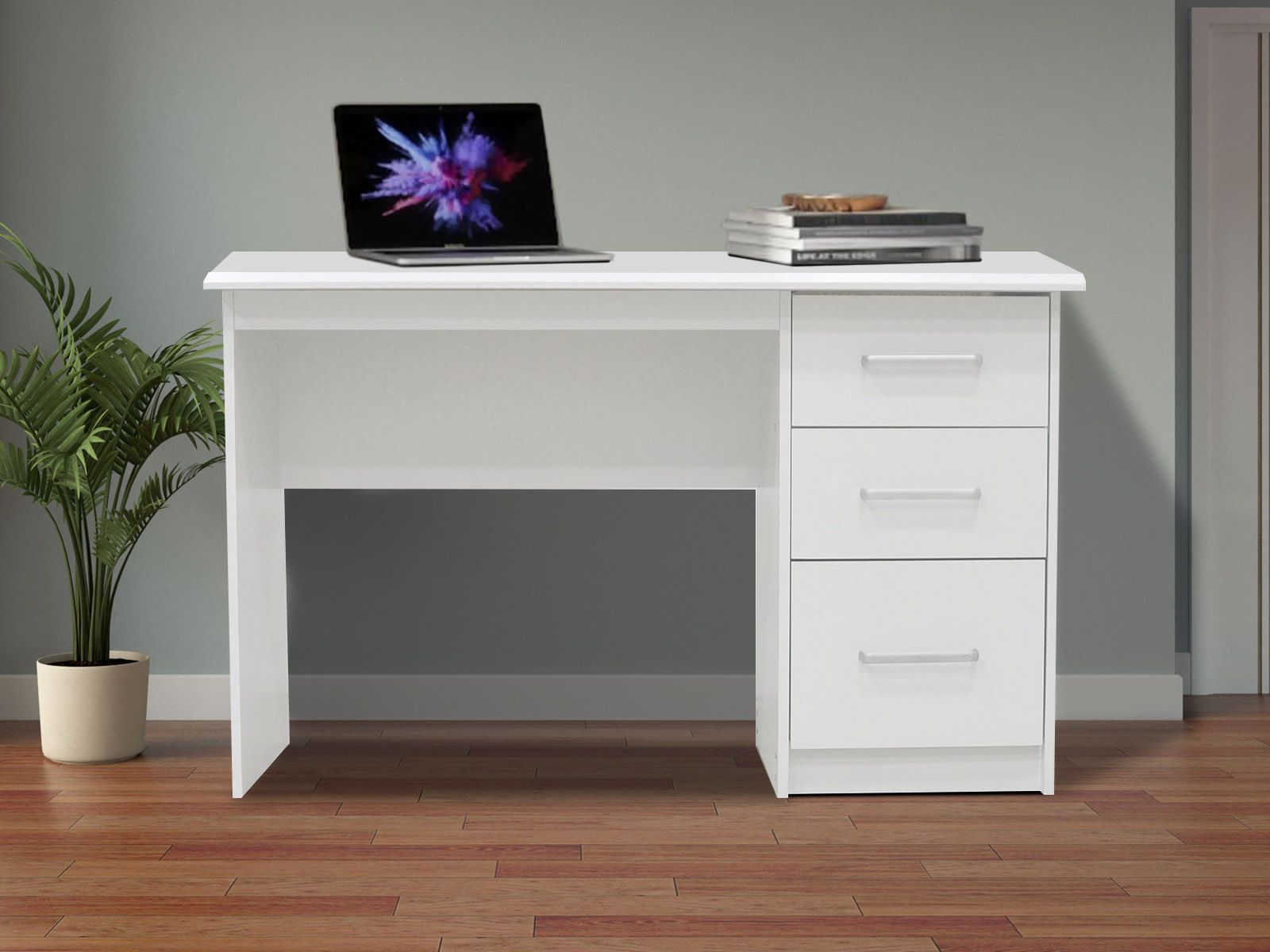 Bureau MATEI 120 cm 3 tiroirs blanc