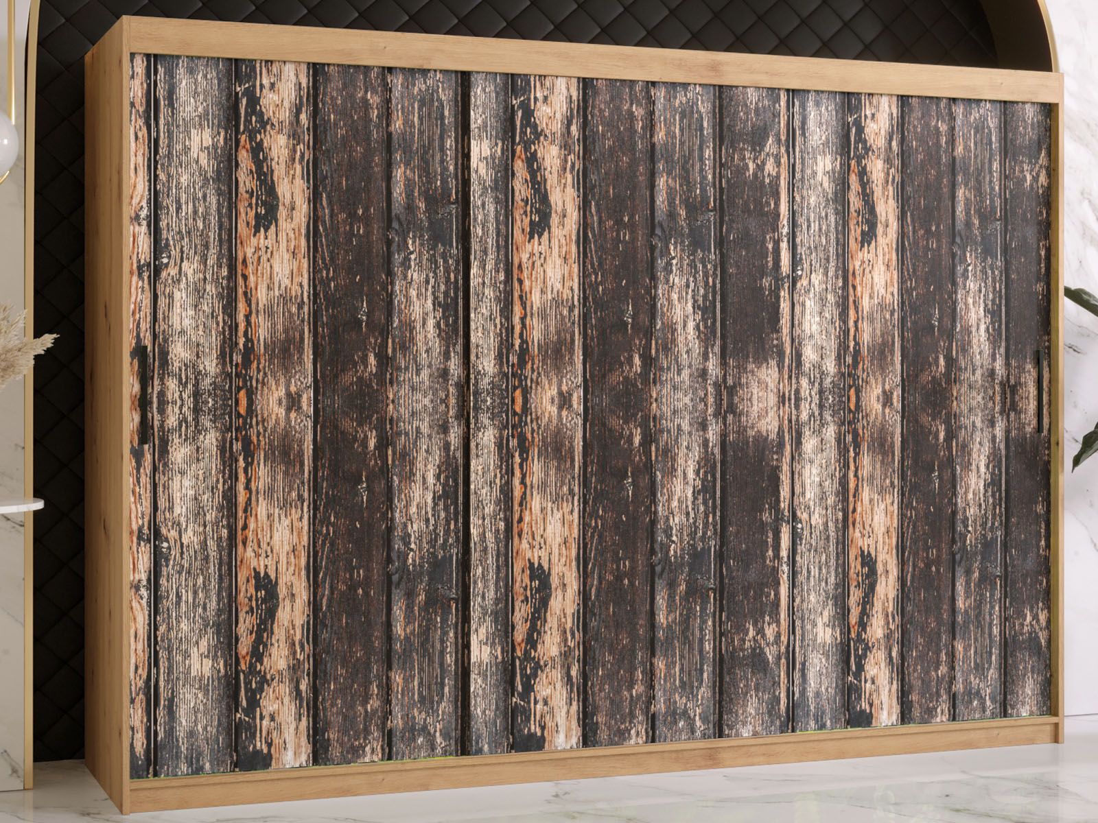 Armoire TODY 2 portes coulissantes 250 cm chêne artisan