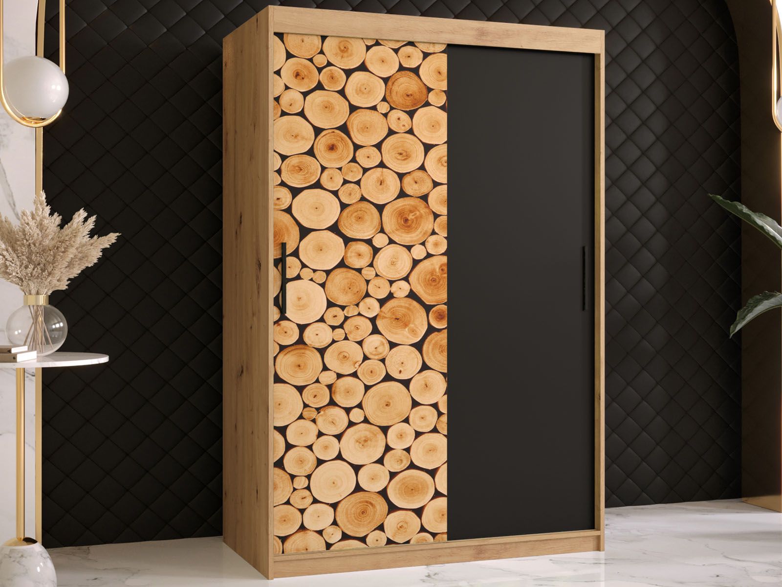 Armoire SOSNY 2 portes coulissantes 120 cm chêne artisan