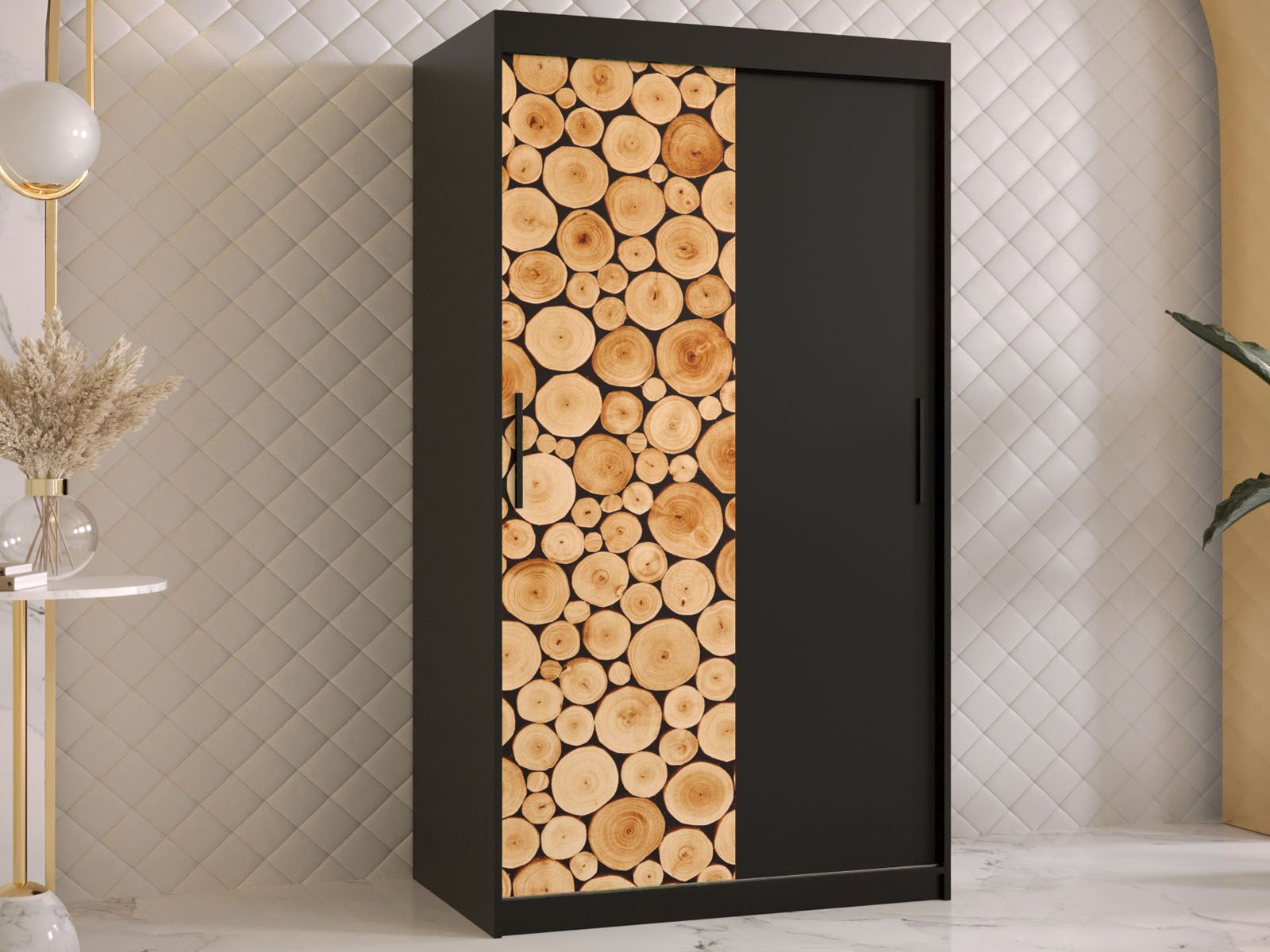 Armoire SOSNY 2 portes coulissantes 100 cm noir