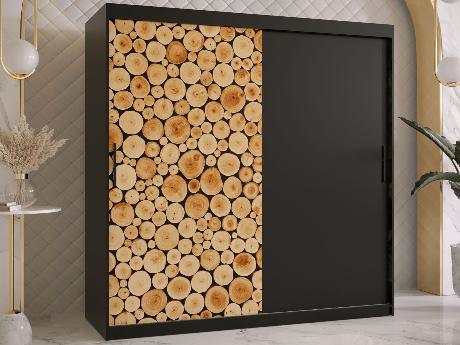 Armoire SOSNY 2 portes coulissantes 180 cm noir