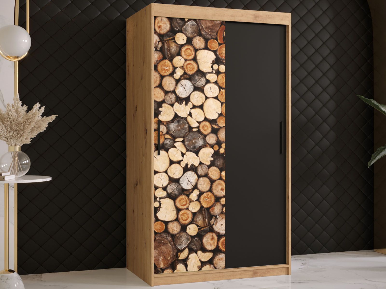 Armoire DREMBO 2 portes coulissantes 100 cm chêne artisan