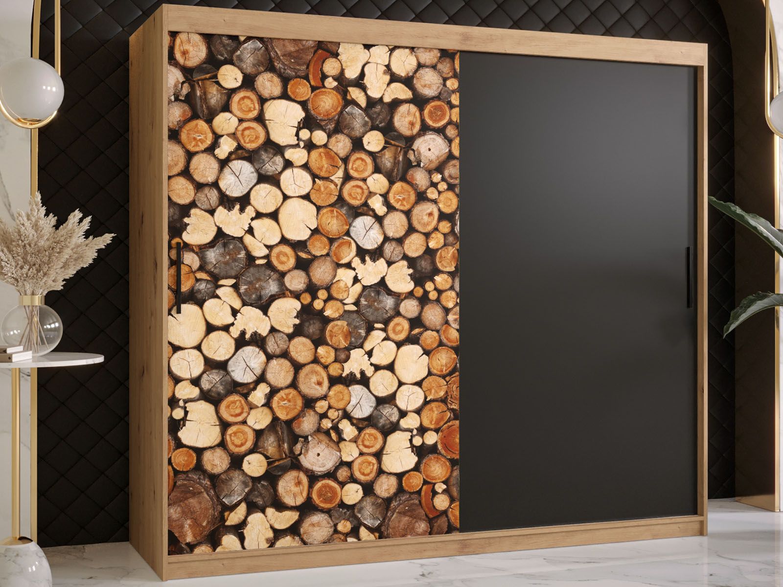 Armoire DREMBO 2 portes coulissantes 200 cm chêne artisan