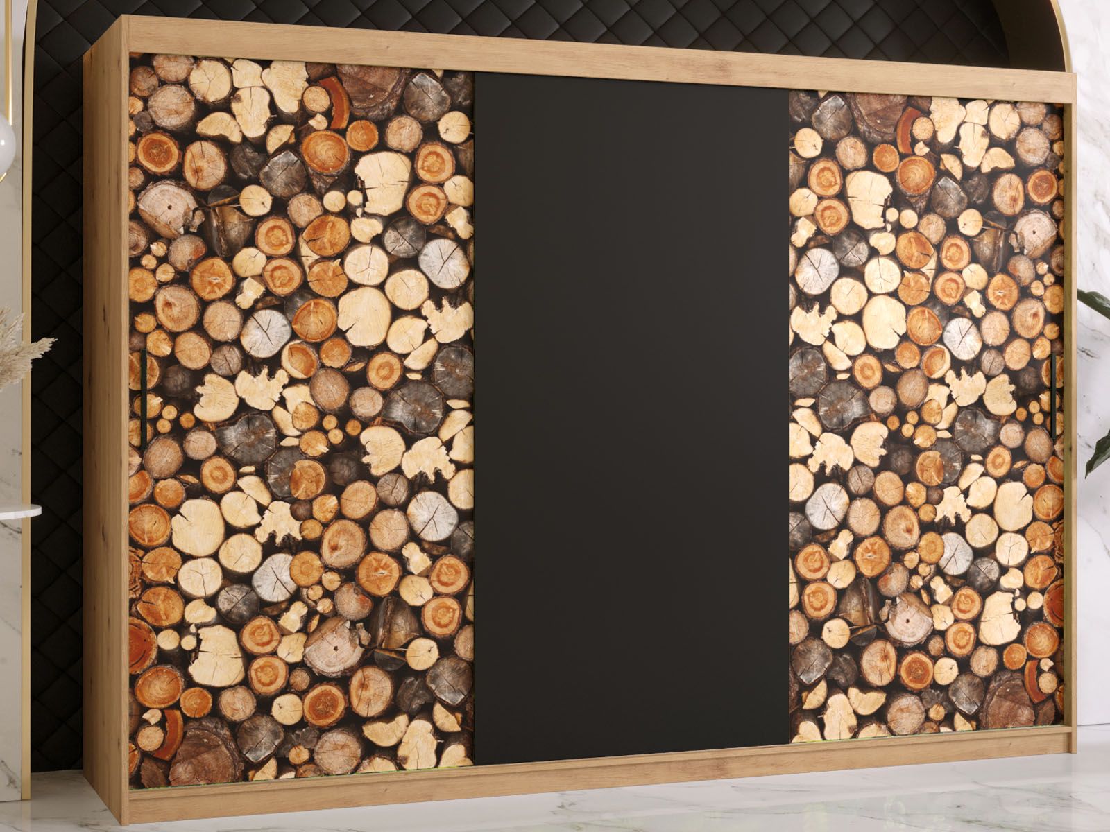 Armoire DREMBO 3 portes coulissantes 250 cm chêne artisan