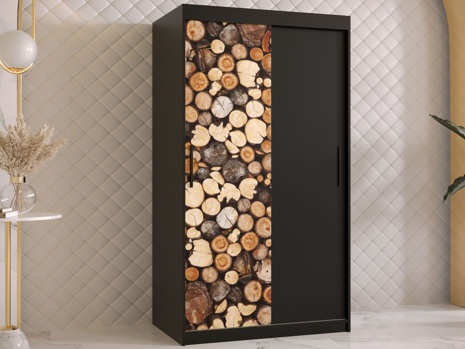 Armoire DREMBO 2 portes coulissantes 100 cm noir