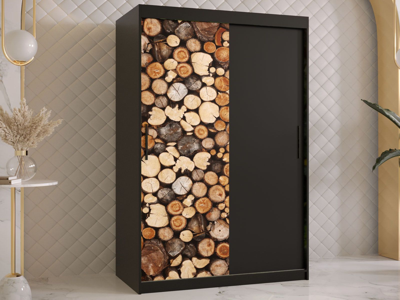 Armoire DREMBO 2 portes coulissantes 120 cm noir