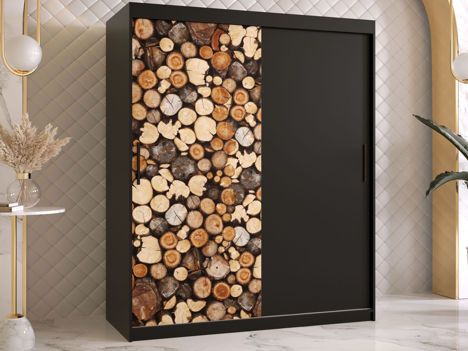 Armoire DREMBO 2 portes coulissantes 150 cm noir