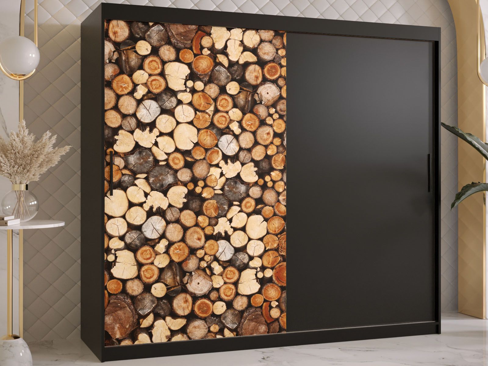 Armoire DREMBO 2 portes coulissantes 200 cm noir