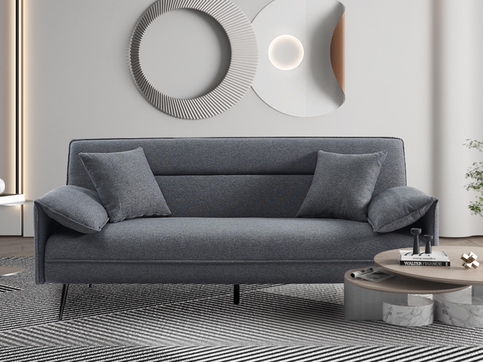 Canapé lit SVILAR 2 places gris