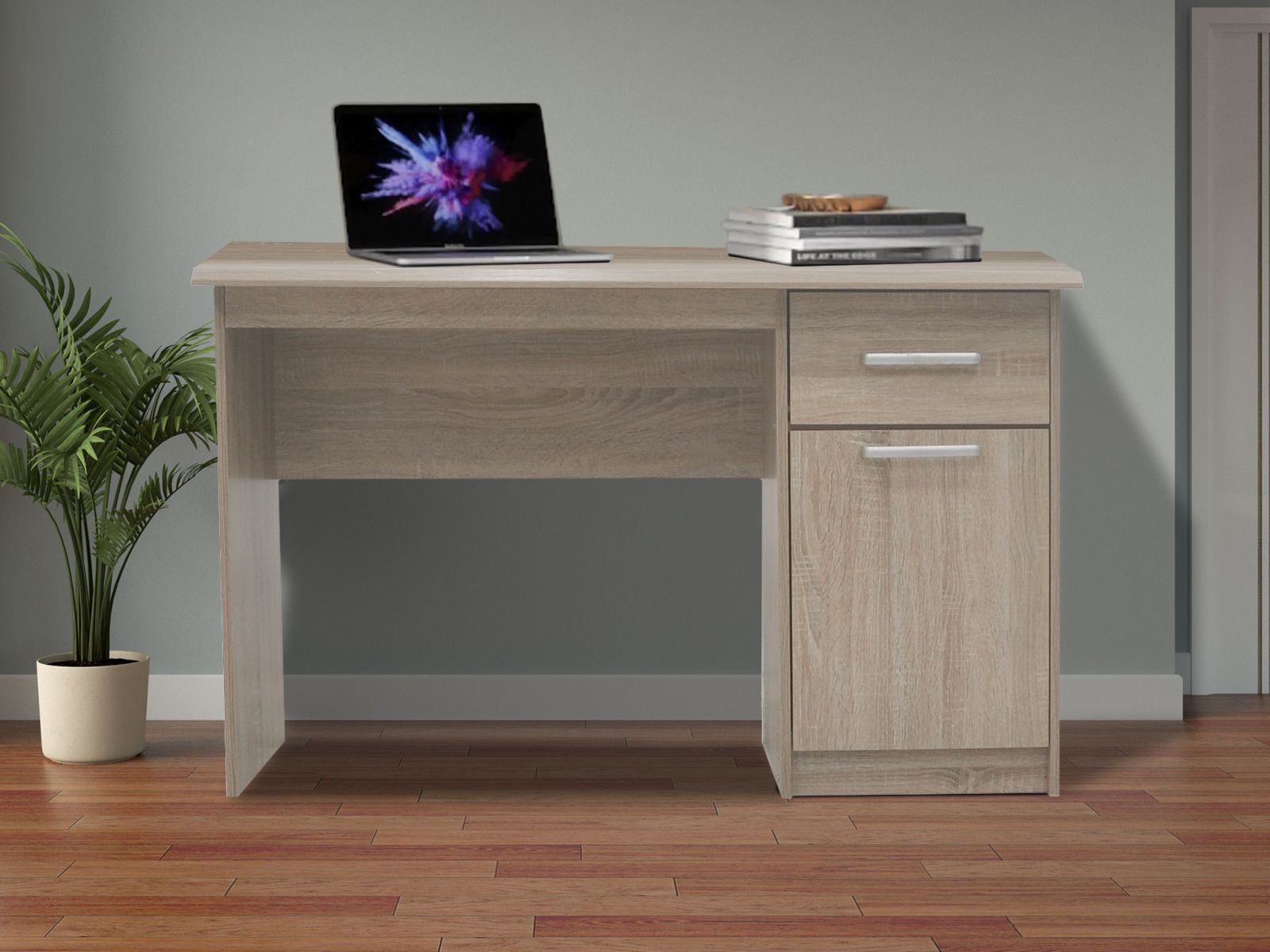 Bureau MILICA 1 porte 1 tiroir 120 cm chêne sonoma