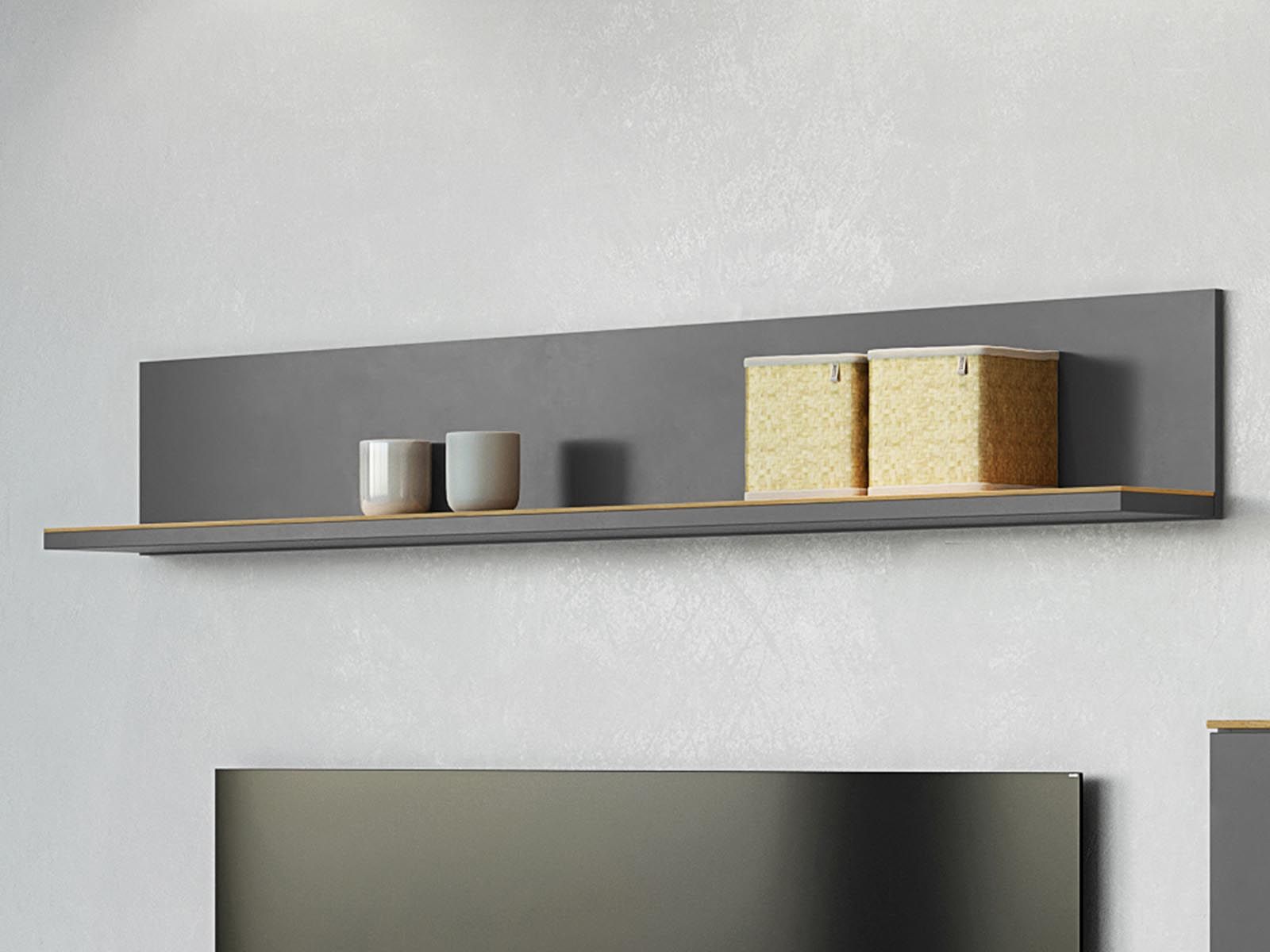 Étagère murale CALIFA 163 cm chêne navarra/graphite