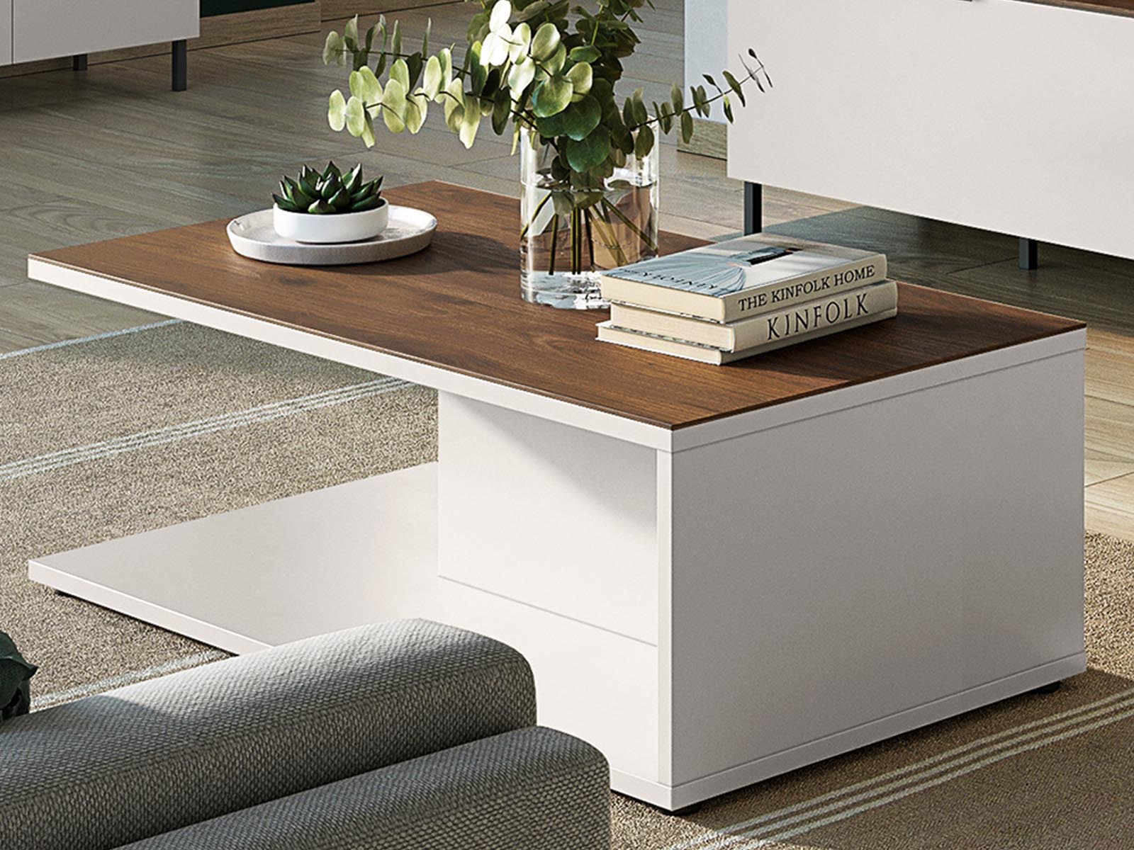 Table basse CALIFREE 109 cm cachemire/noyer