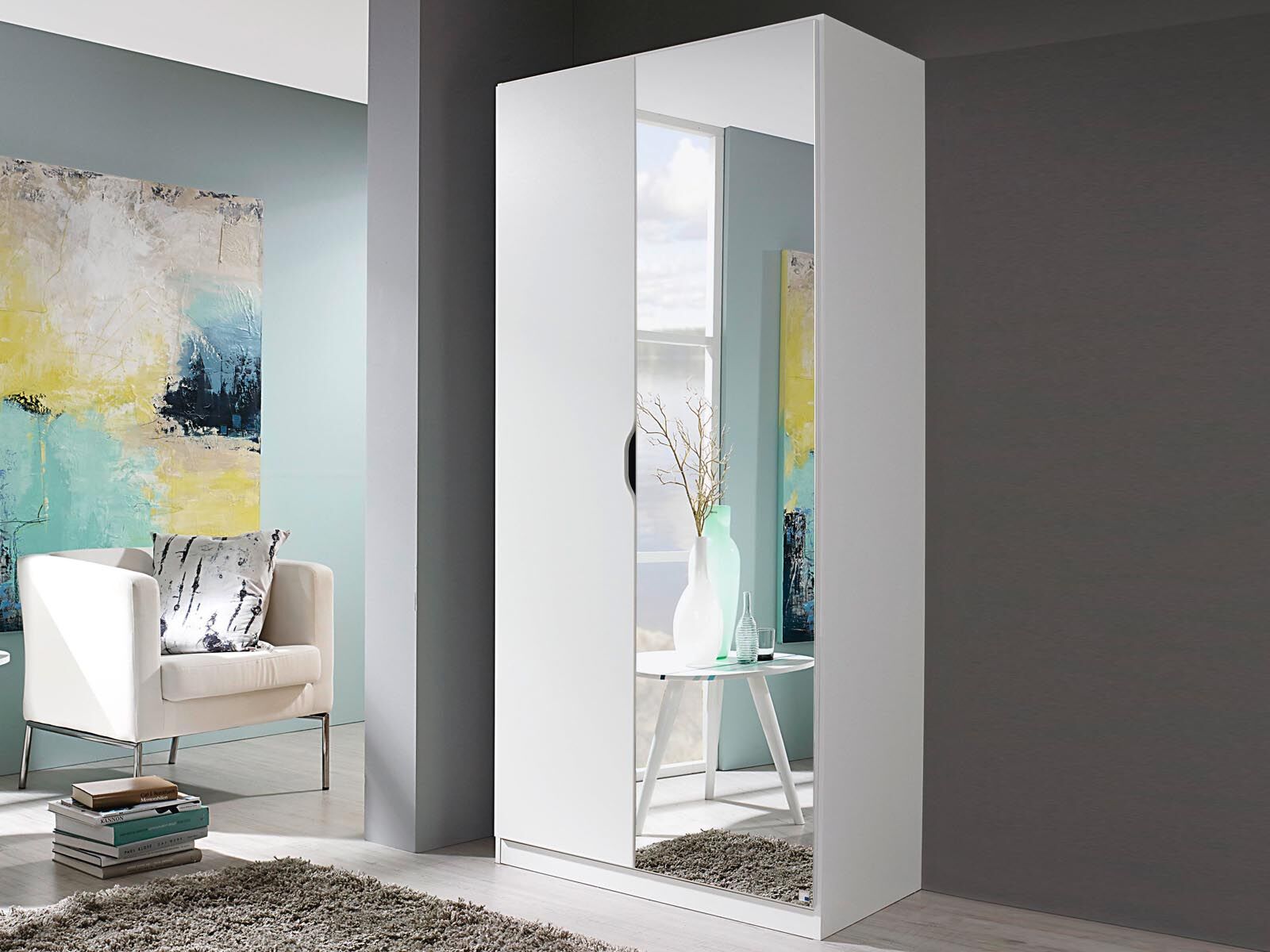 Armoire FREEDOM 2 portes blanc avec miroir