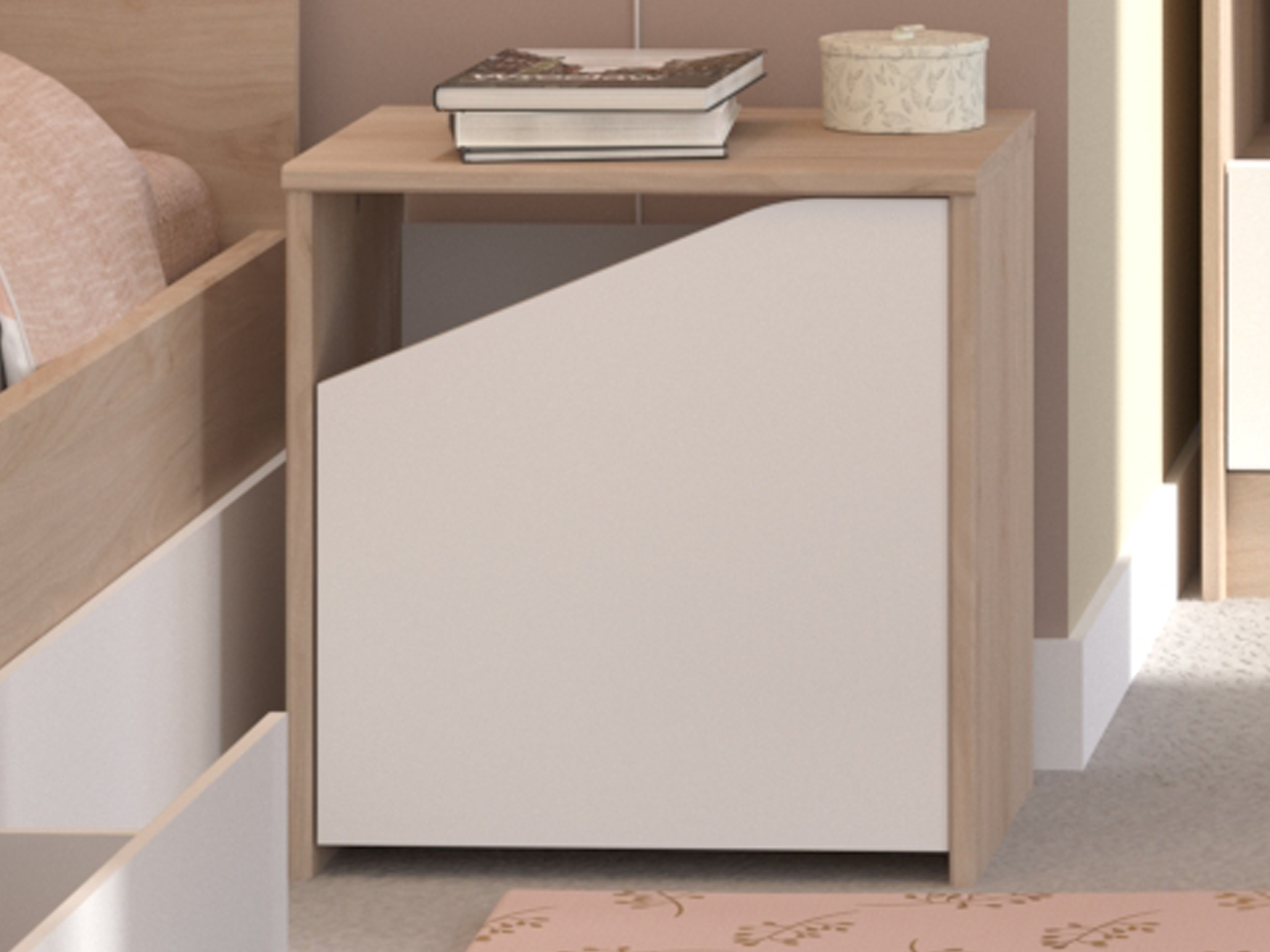 Chevet SHELASO 1 porte chêne jackson/blanc