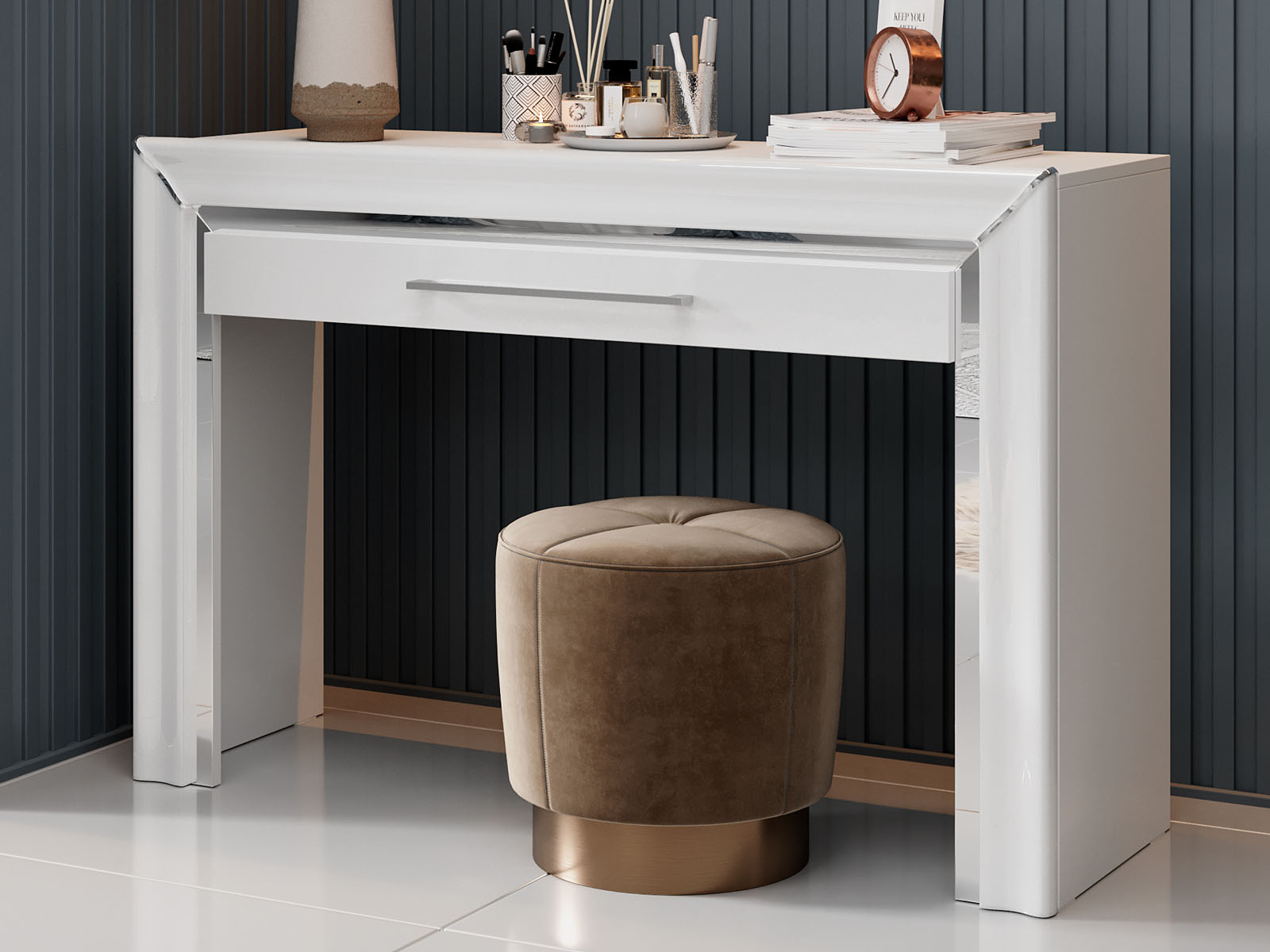 Coiffeuse ARNOLI 1 tiroir blanc