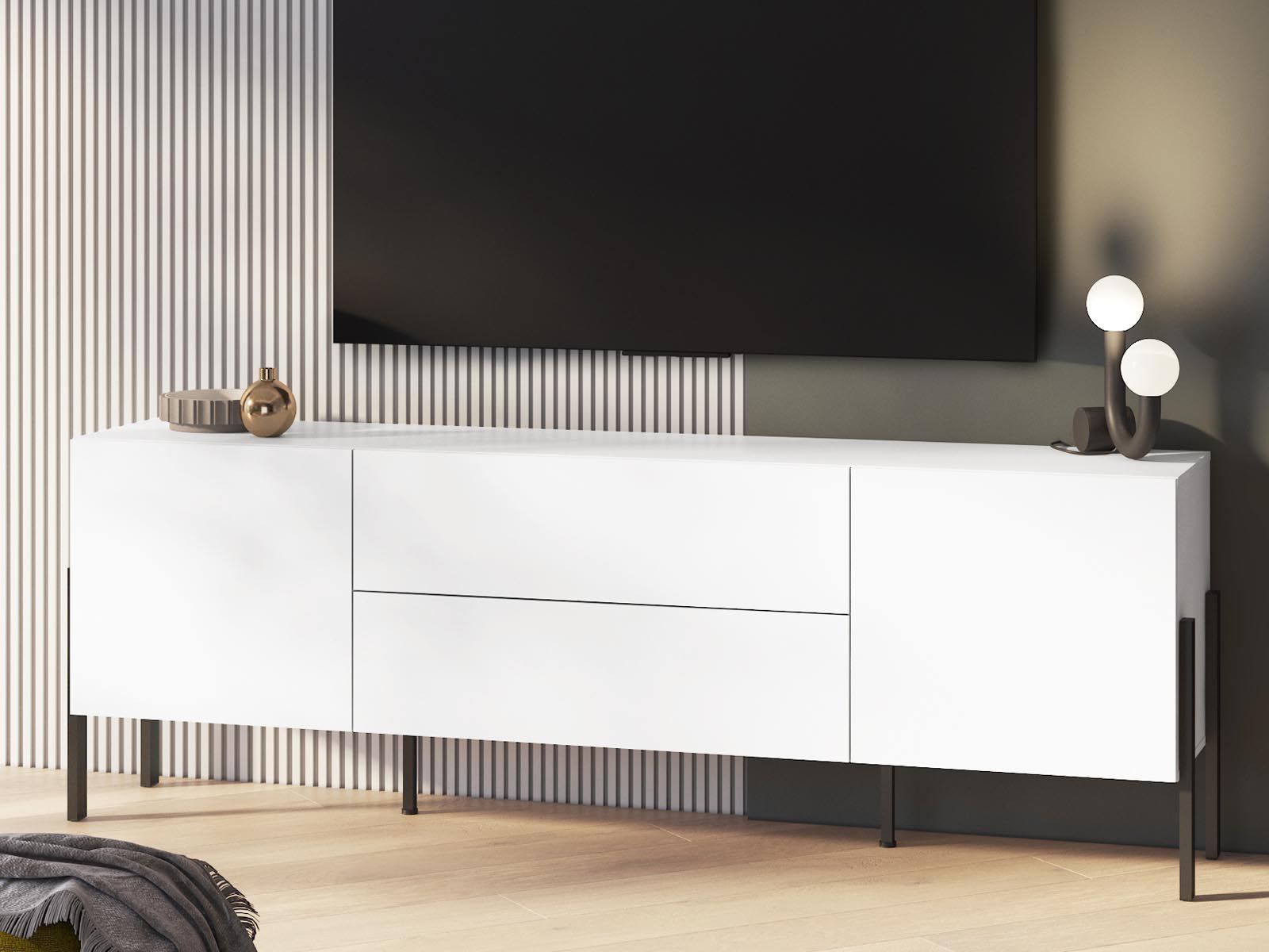 Meuble tv-hifi JUKAMI 2 portes 2 tiroirs blanc
