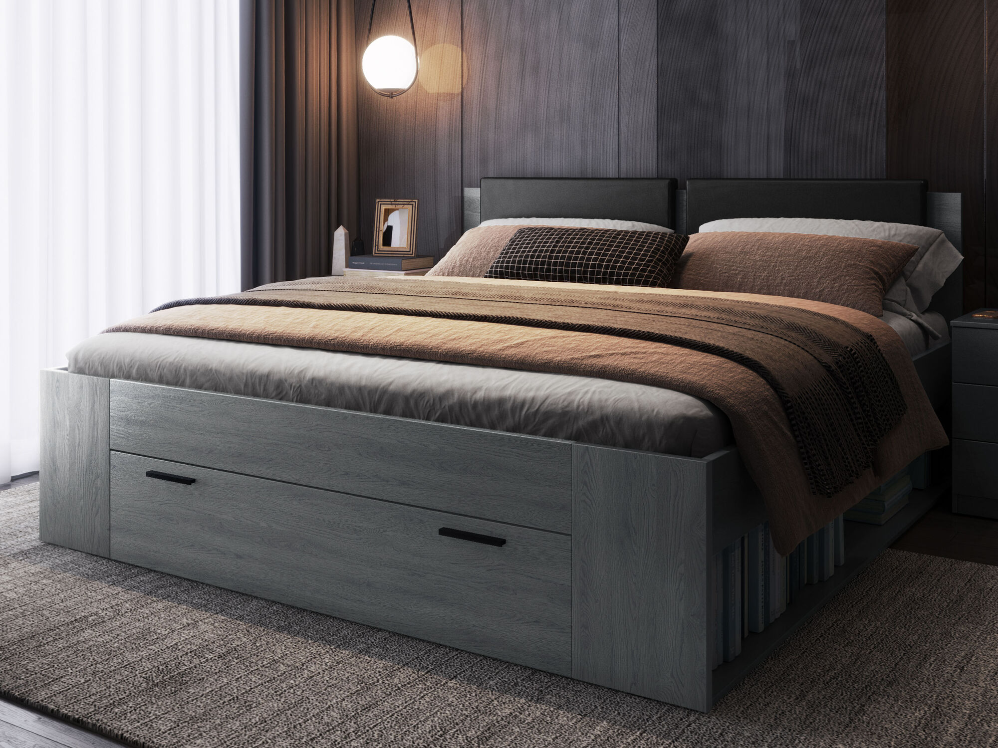 Lit GALACTIC 180x200 cm chêne carbon