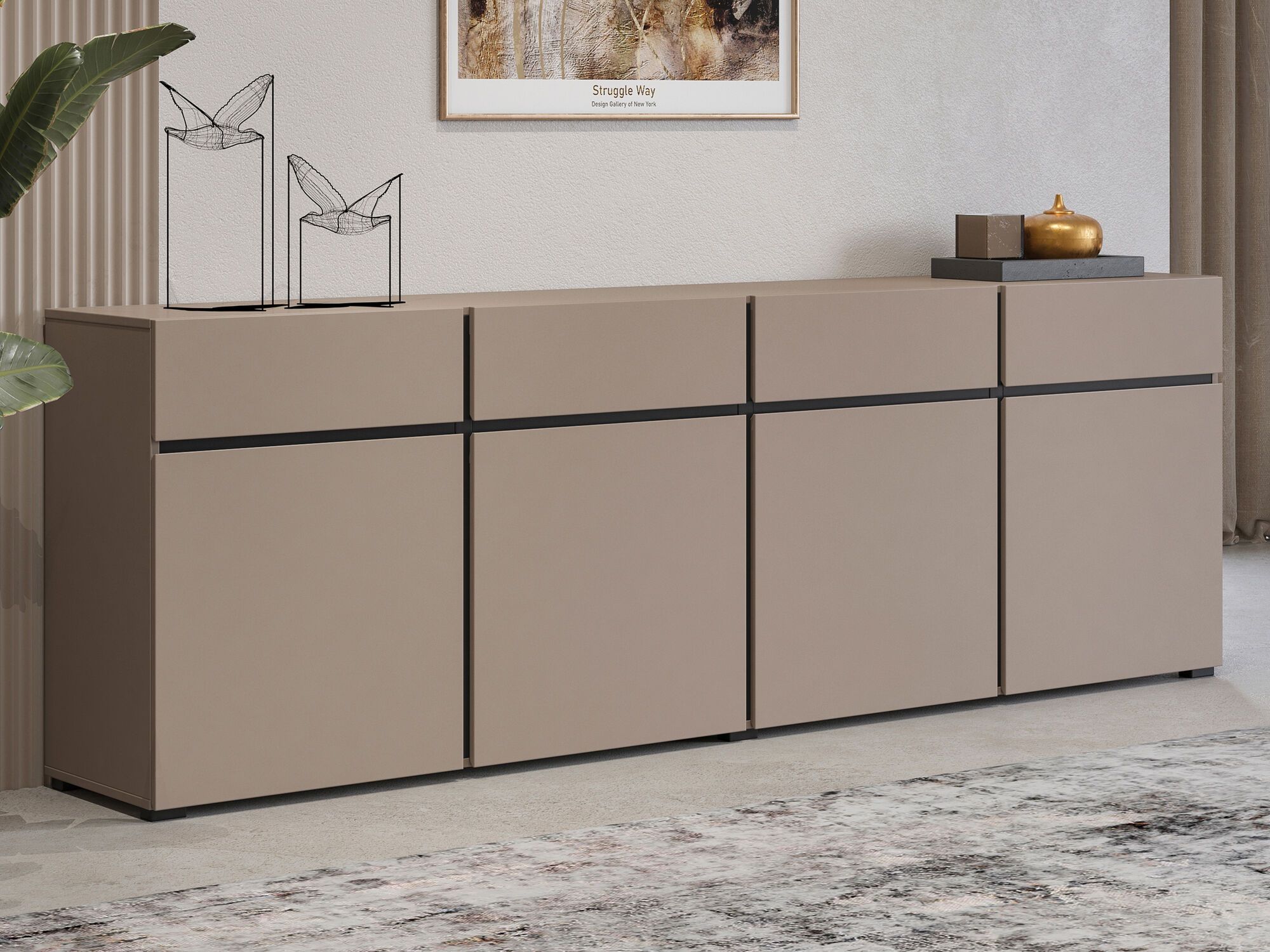 Buffet/bahut CROSSAIR 4 portes 4 tiroirs taupe