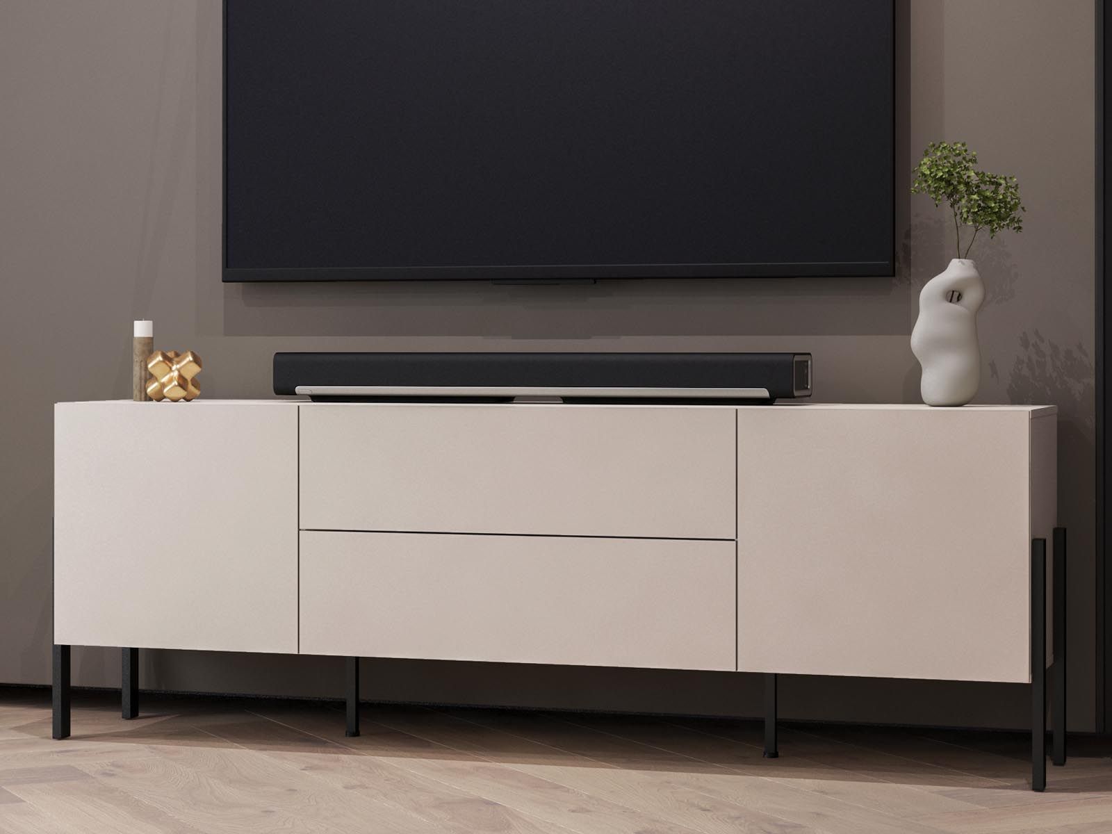 Meuble tv-hifi JUKAMI 2 portes 2 tiroirs cachemire