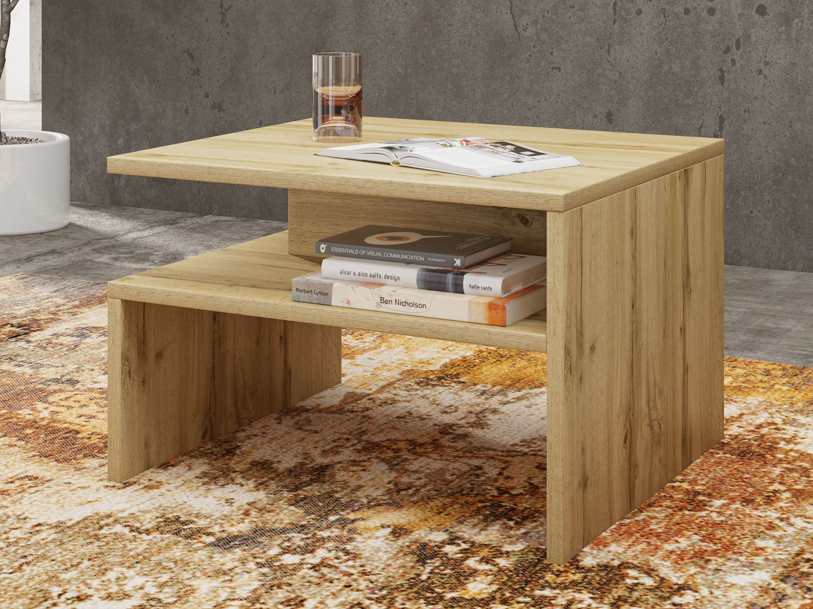 Table basse KODI 2 portes 2 tiroirs chêne wotan