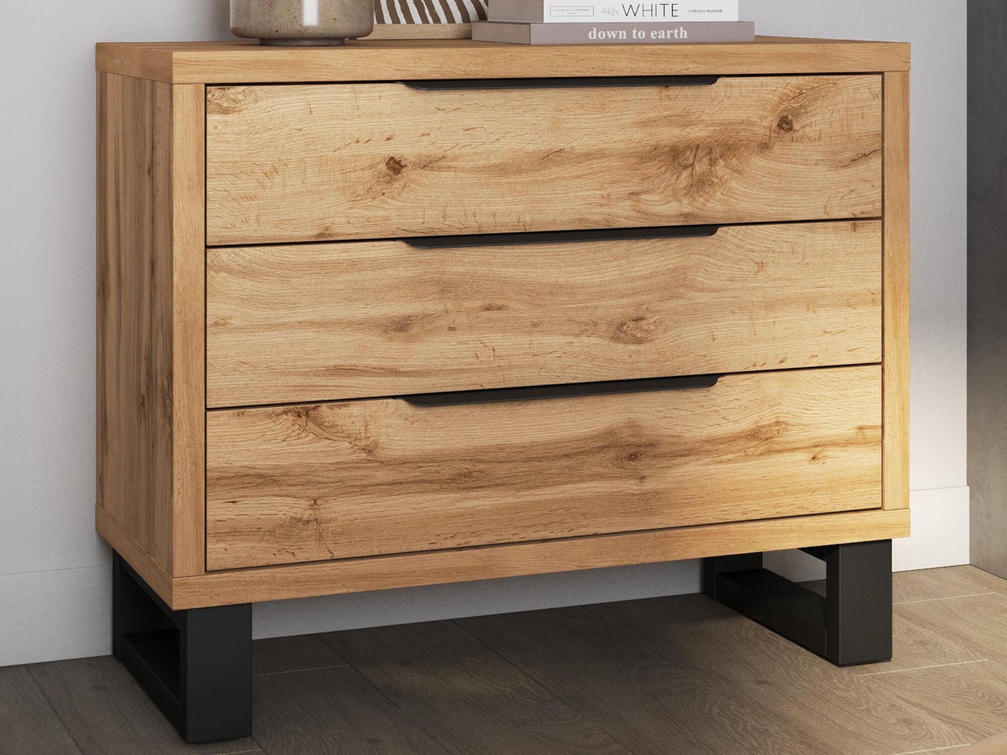 Commode HAMETTE 3 tiroirs chêne wotan