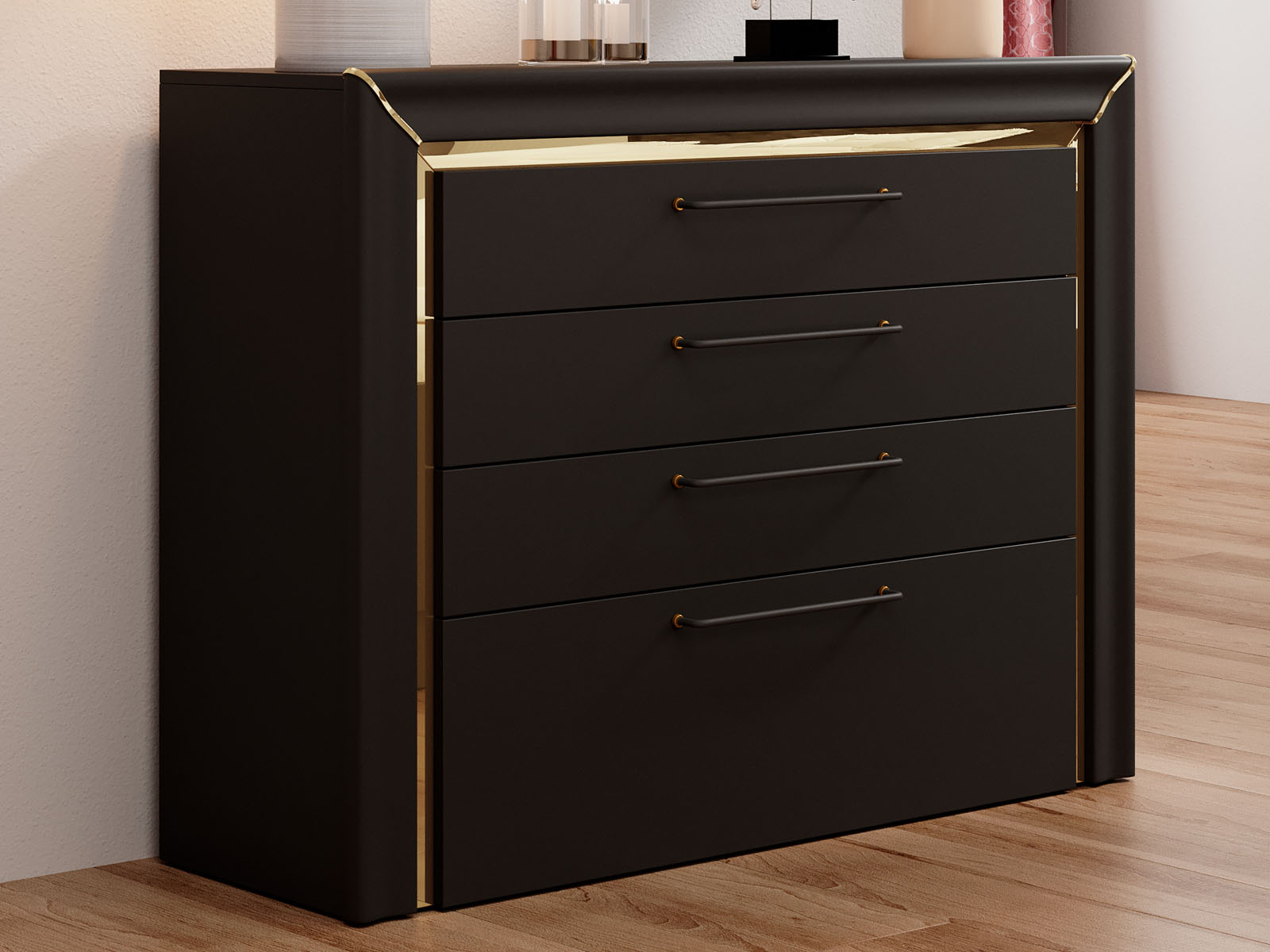 Commode ARNOLI 4 tiroirs noir