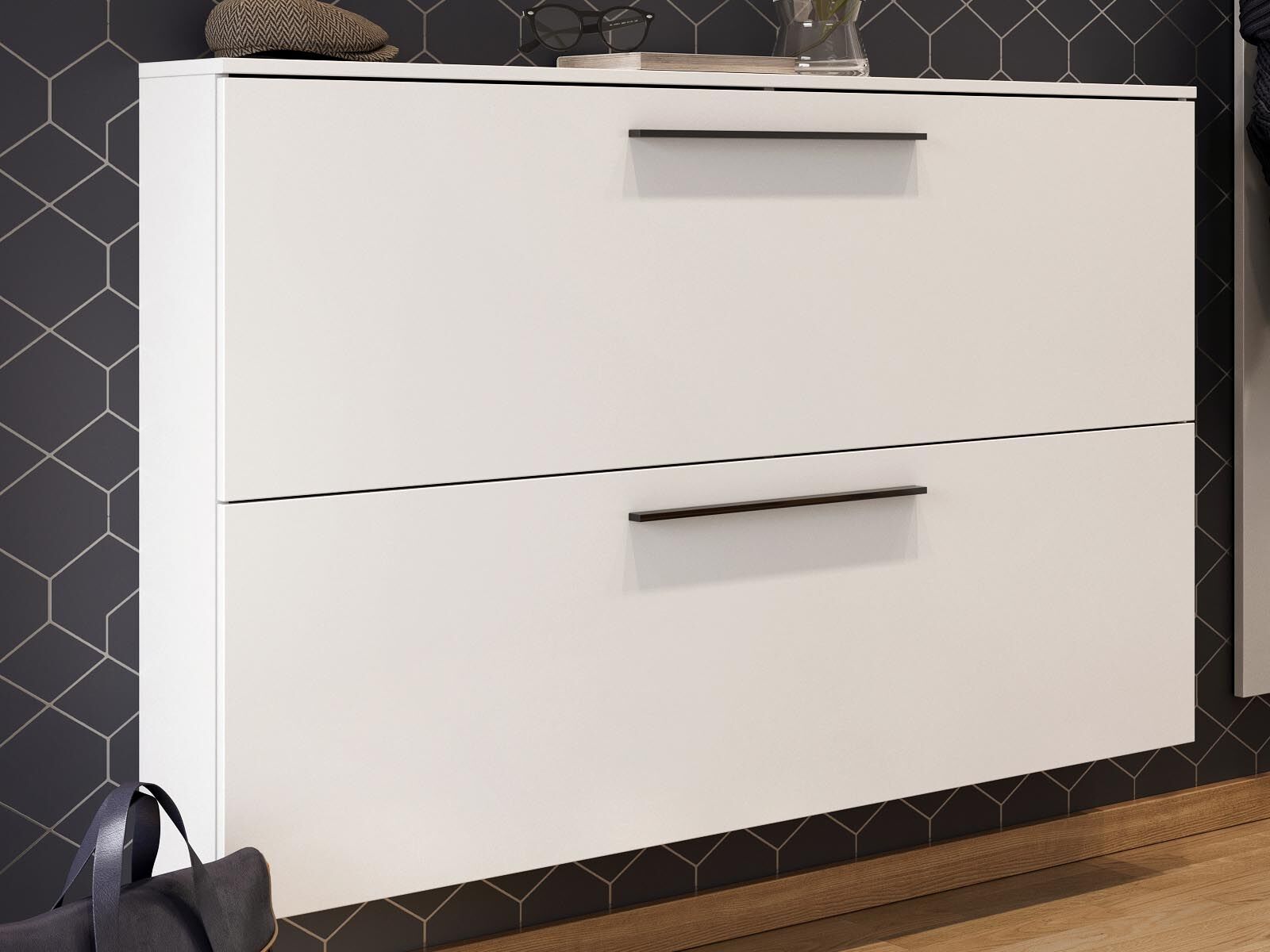 Meuble à chaussures UTANA 2 portes 140 cm blanc