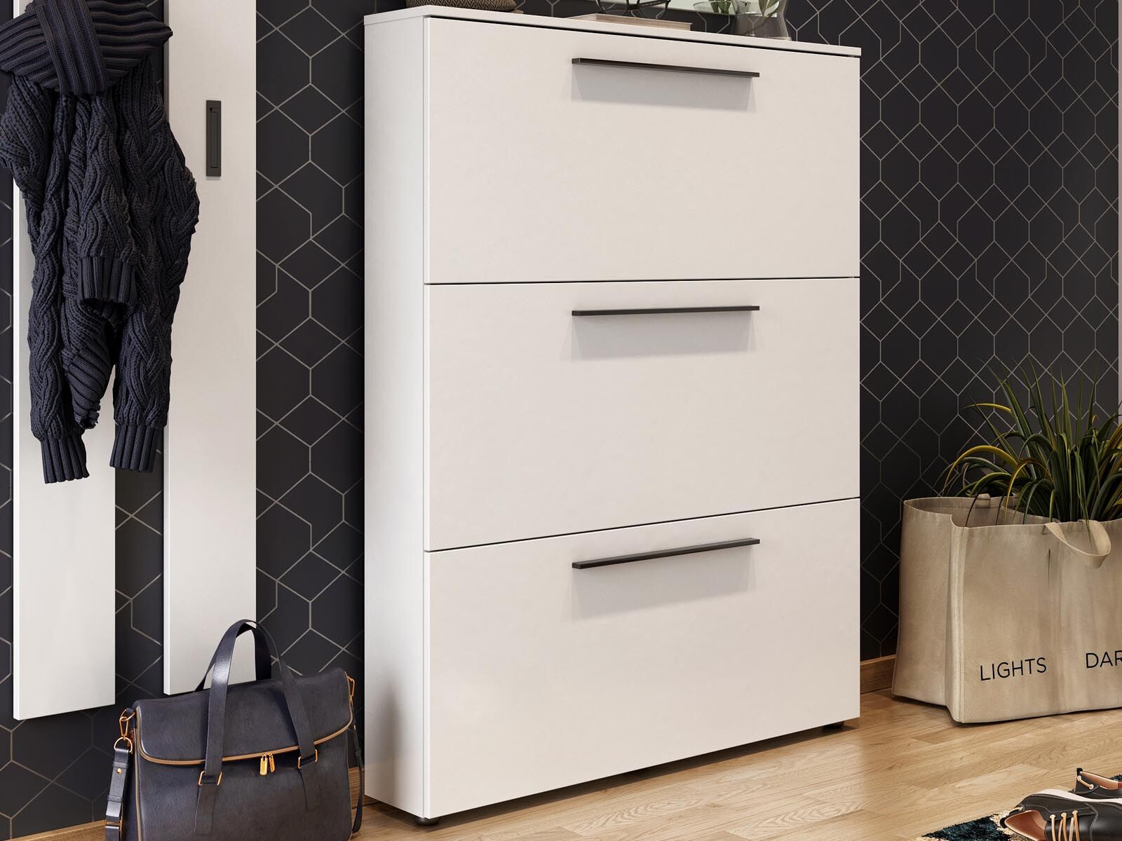 Meuble à chaussures UTANA 3 portes 100 cm blanc