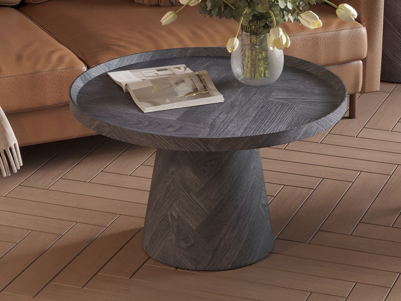 Table basse MAGNUSSEN 80 cm gris foncé