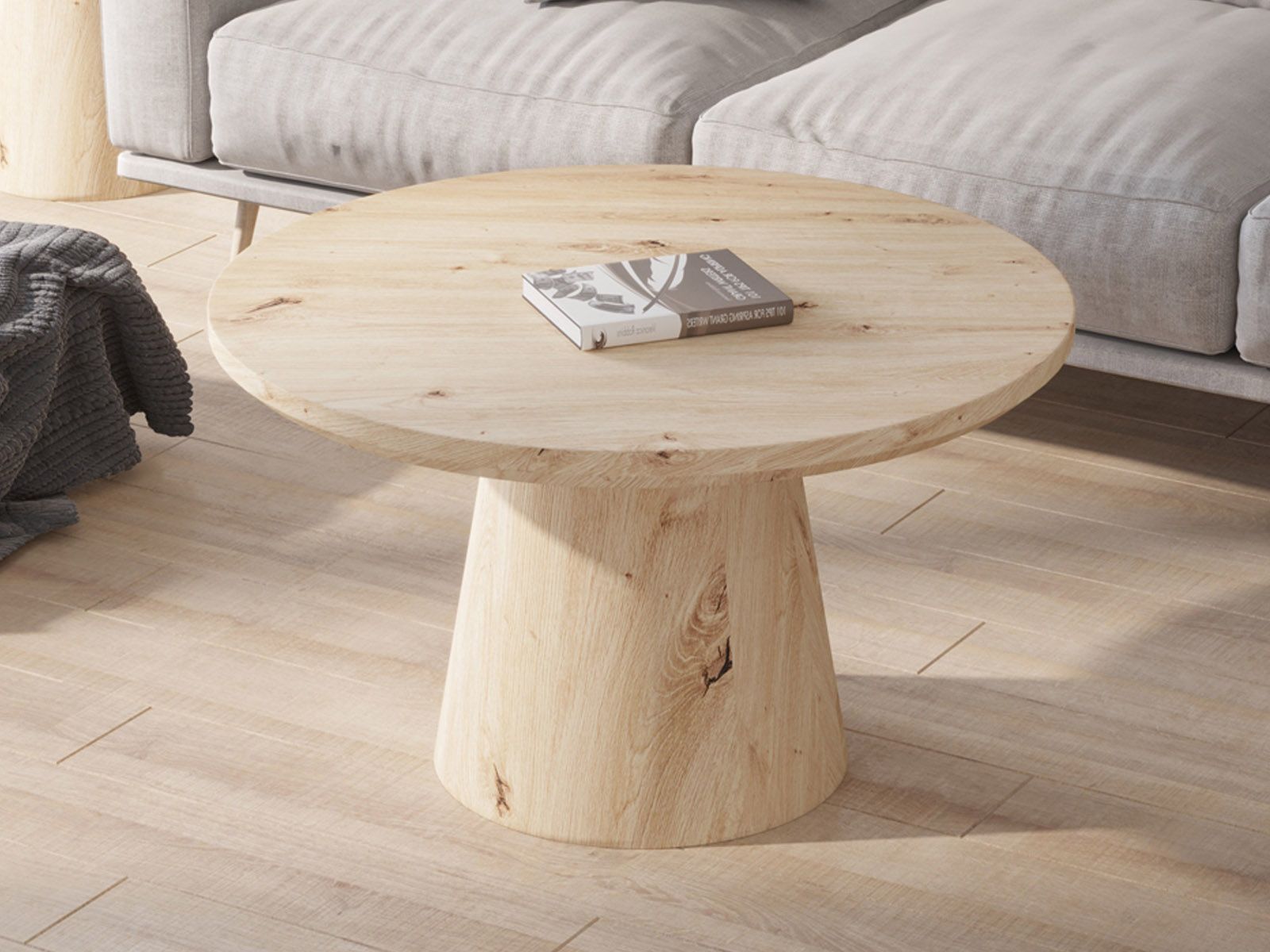 Table basse LUKOLI 80 cm chêne vieilli