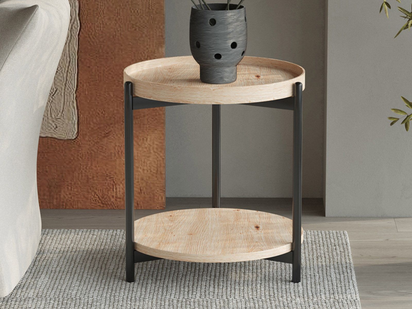 Table basse DALIDA 45 cm chêne vieilli