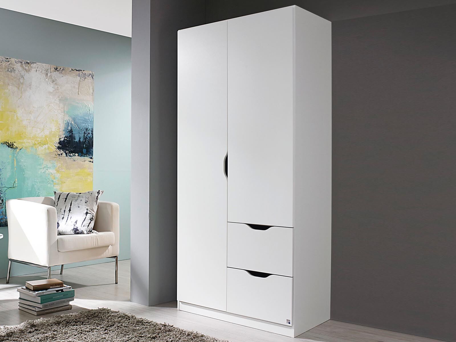 Armoire FREEDOM 2 portes 2 tiroirs blanc