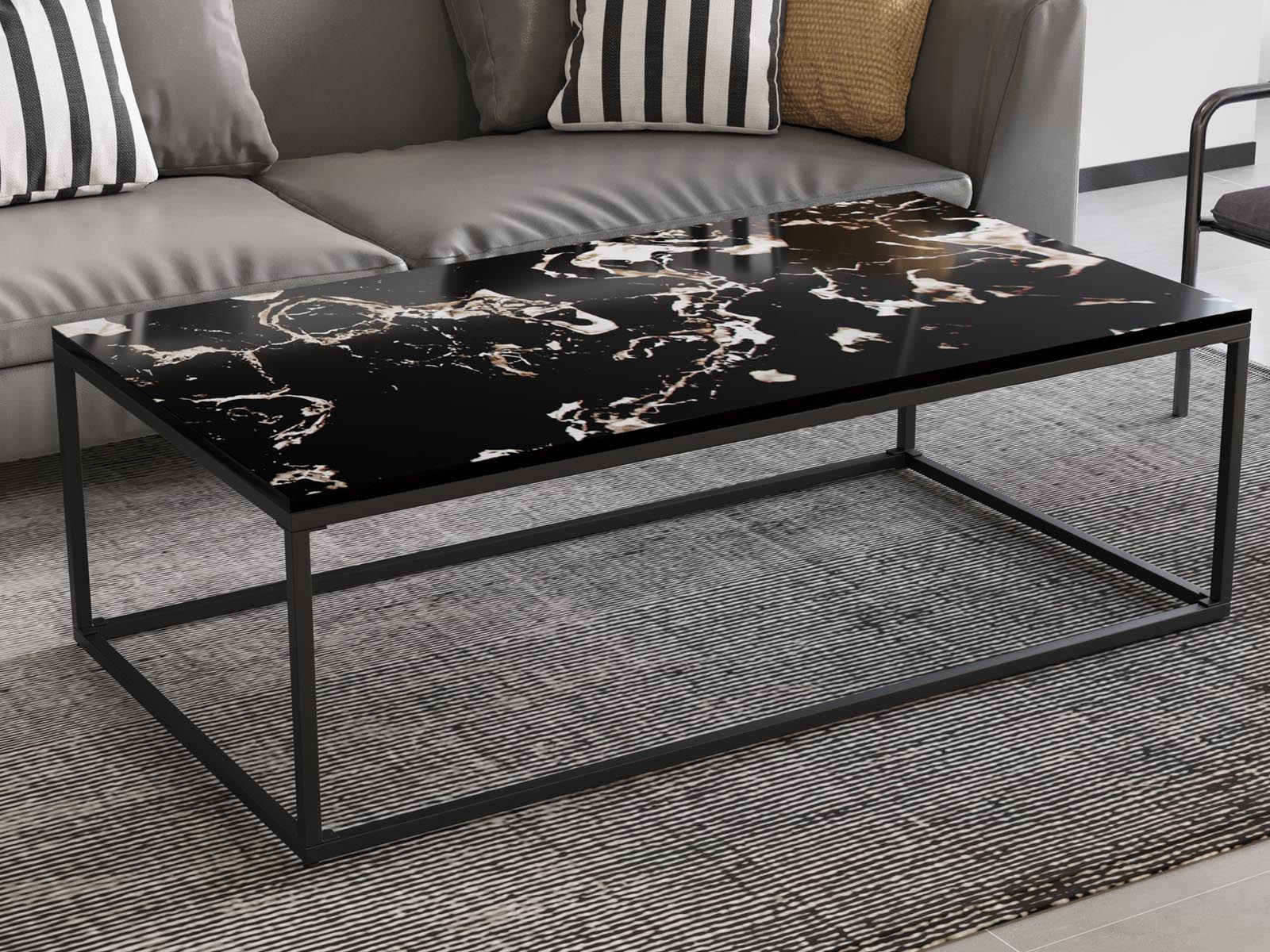 Table basse rectangulaire LIVORA 120 cm marbre noir
