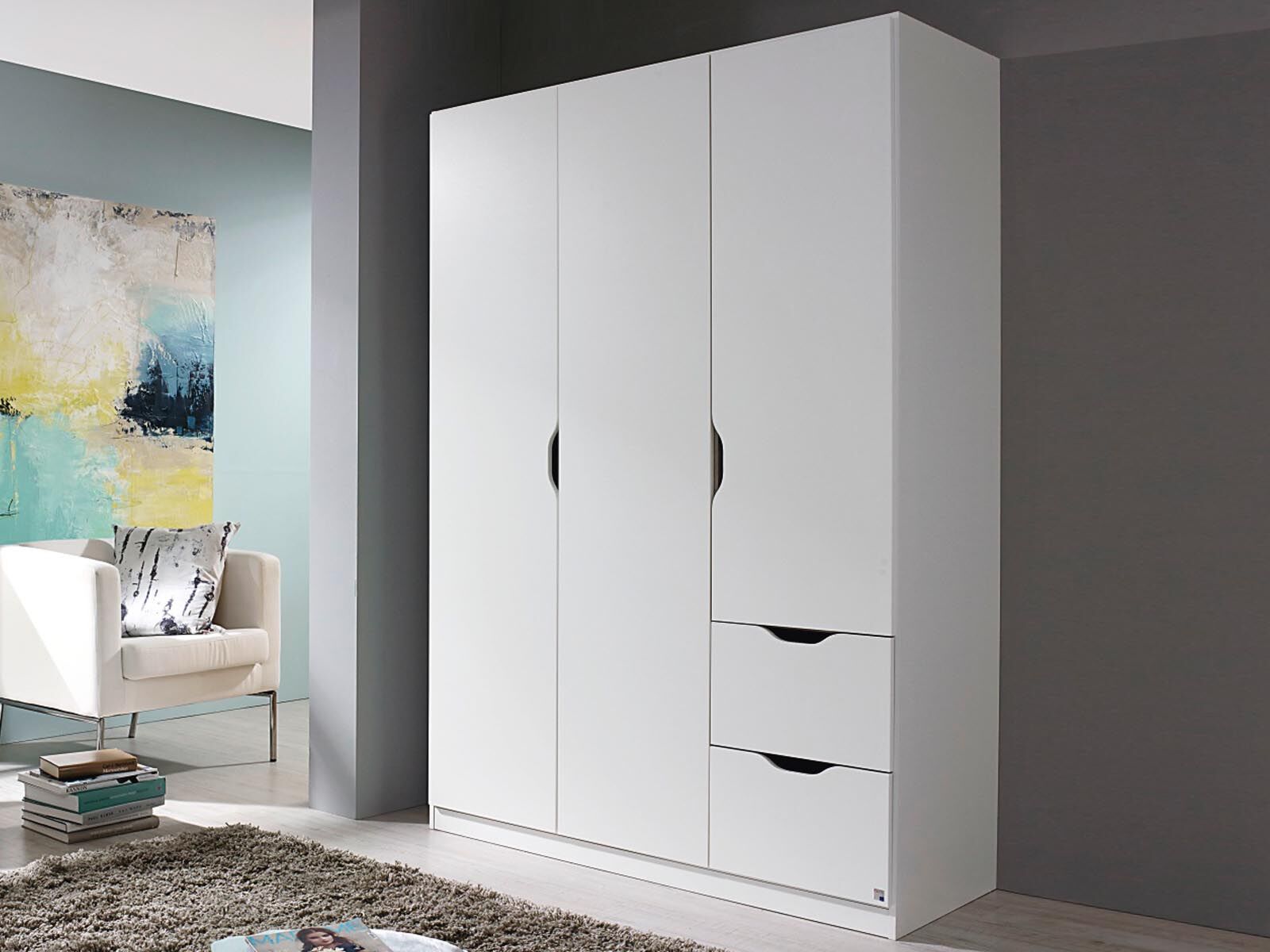 Armoire FREEDOM 3 portes 2 tiroirs blanc