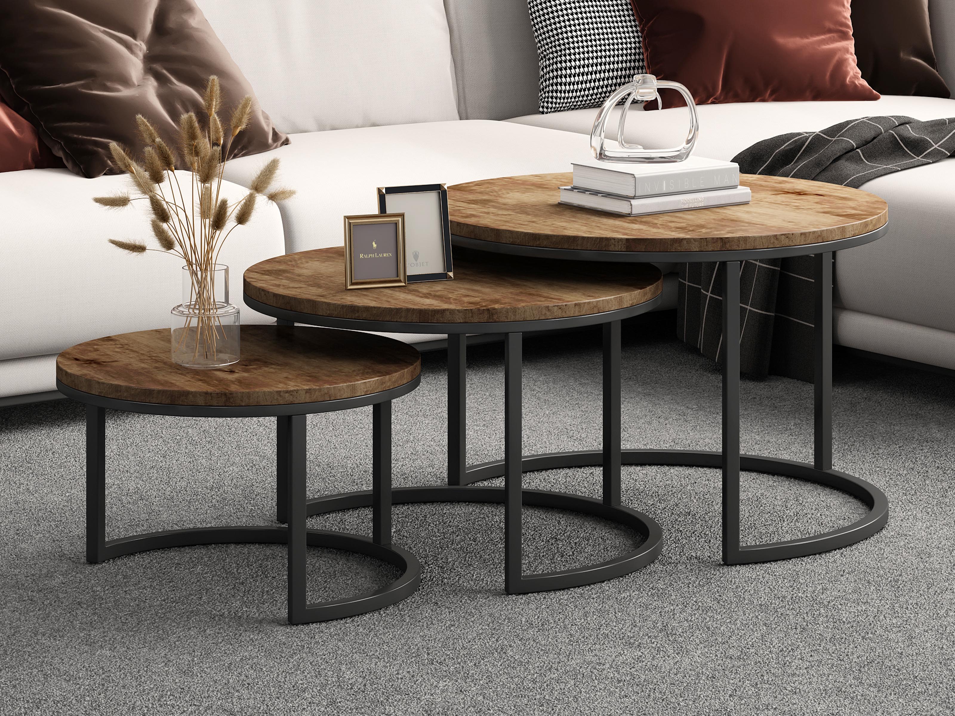 Lot de 3 tables basses ARNOLD mangolia