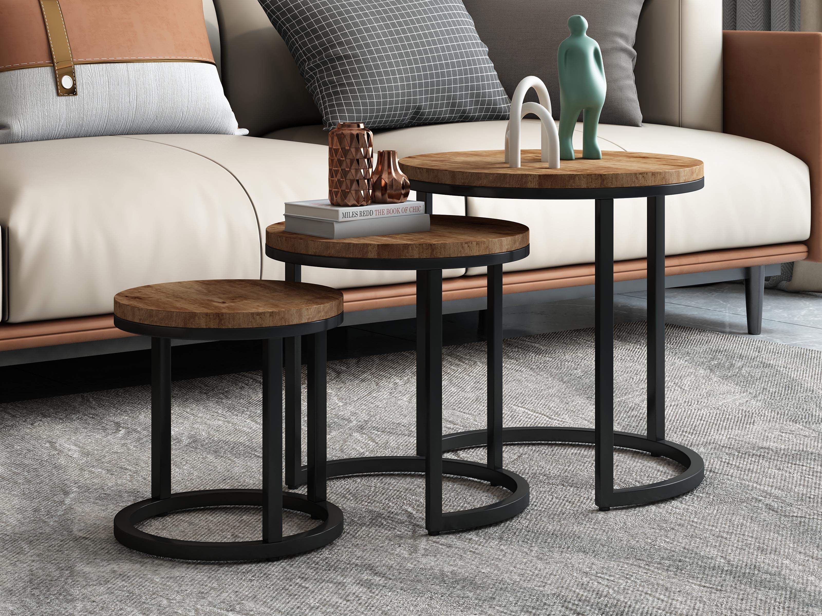 Lot de 3 tables d'appoint PLONA mangolia