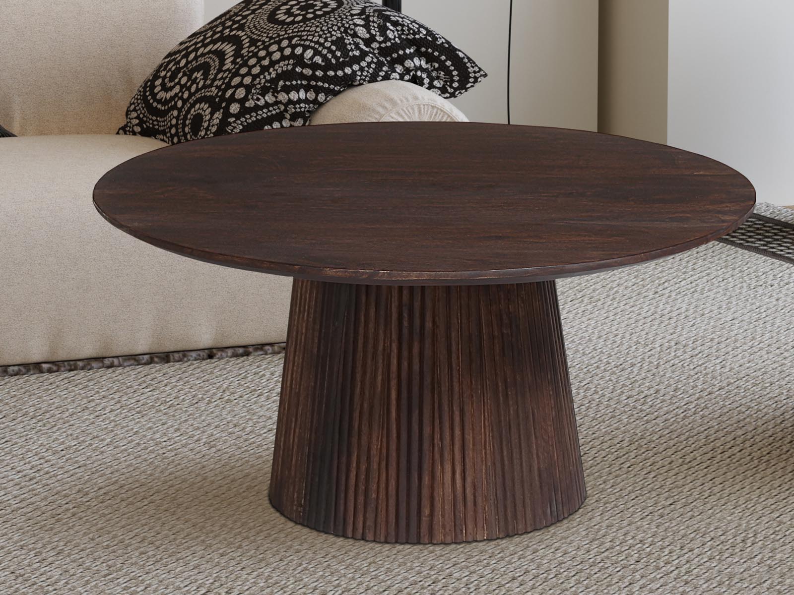 Table basse ronde MIGADON 80 cm brun foncé