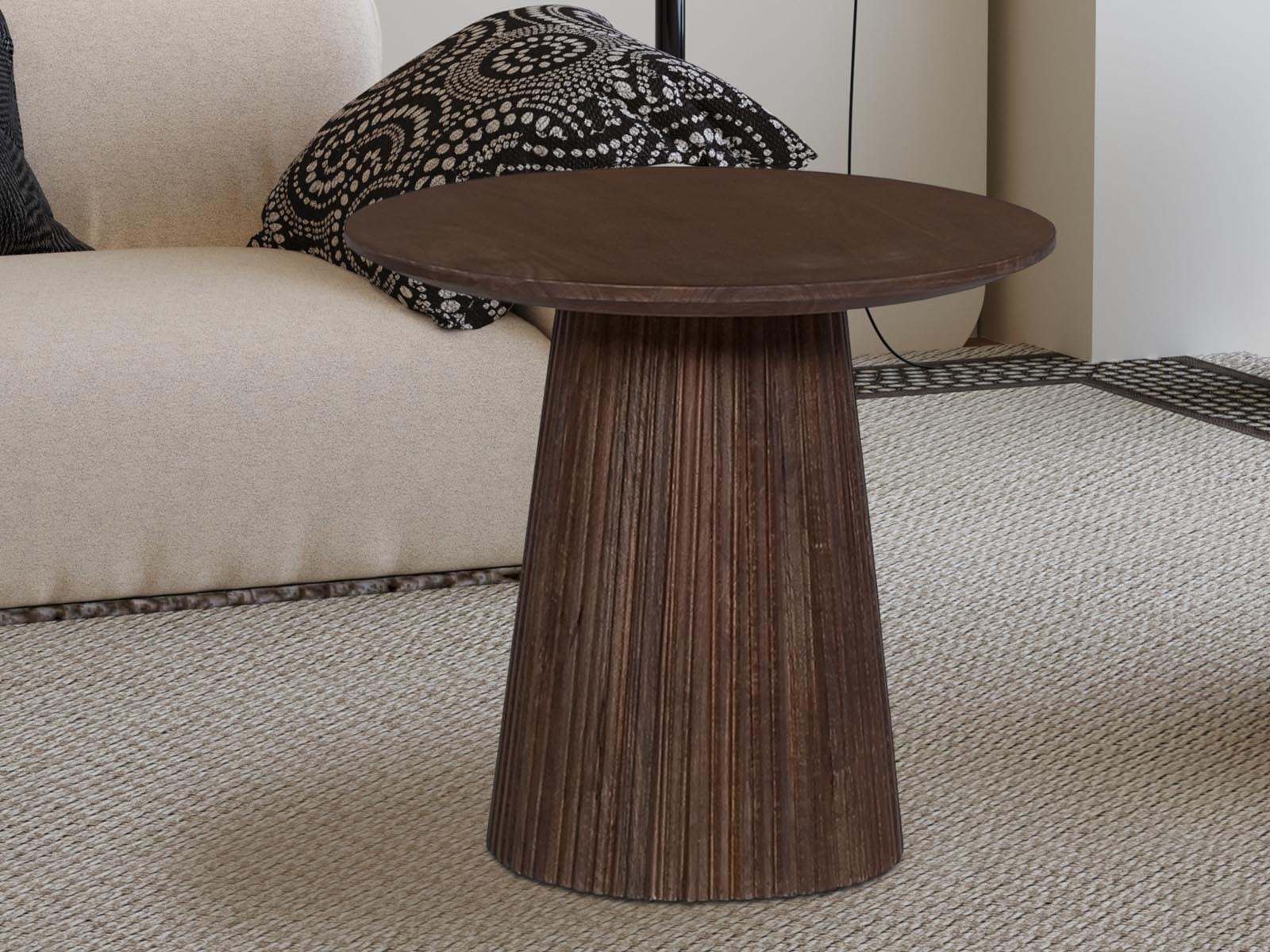 Table basse ronde MIGADON 50 cm brun foncé