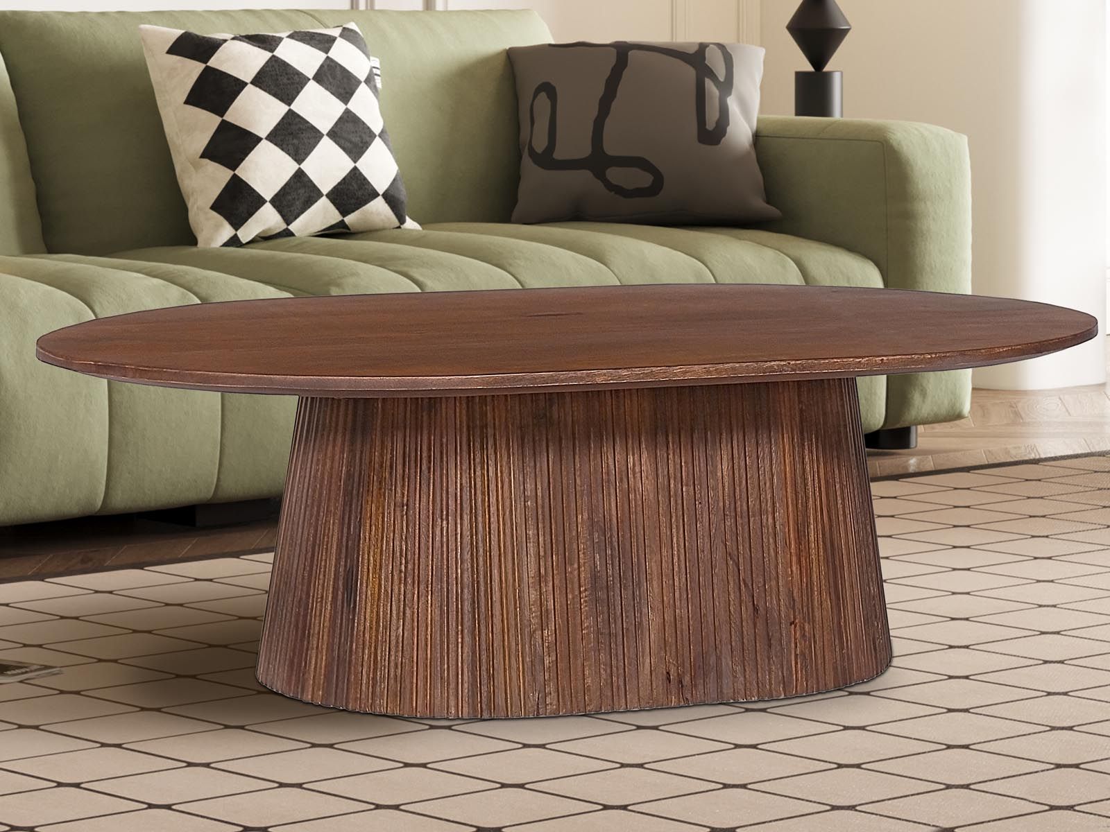 Table basse ovale MIGADON 120 cm brun clair