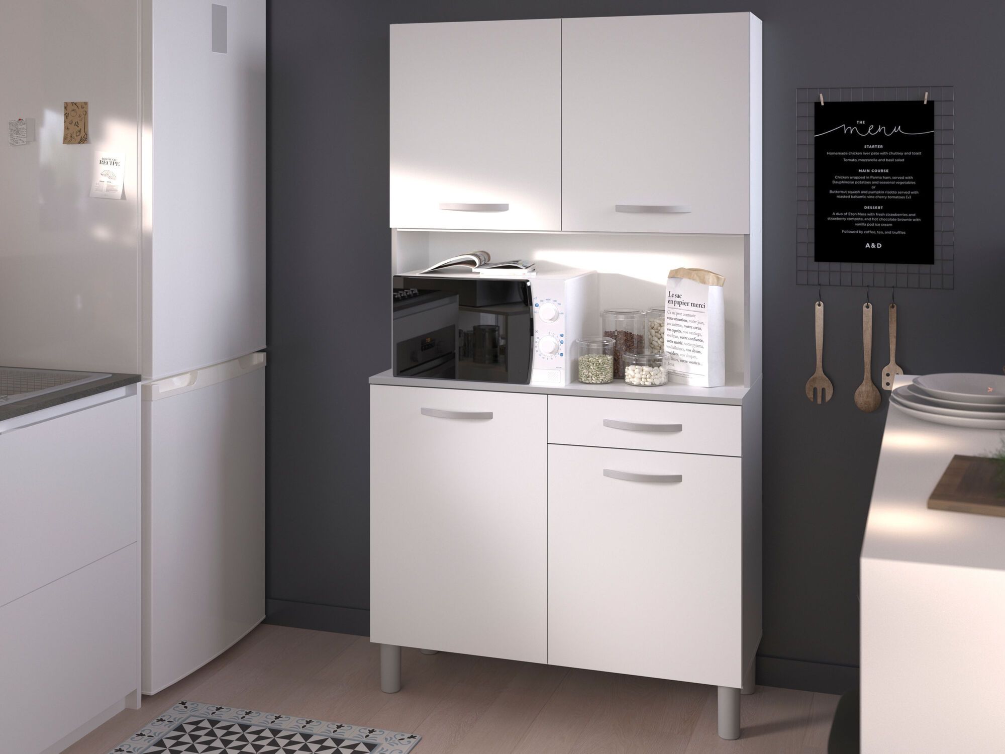 Buffet/bahut IZA 4 portes et 1 tiroir 101 cm blanc