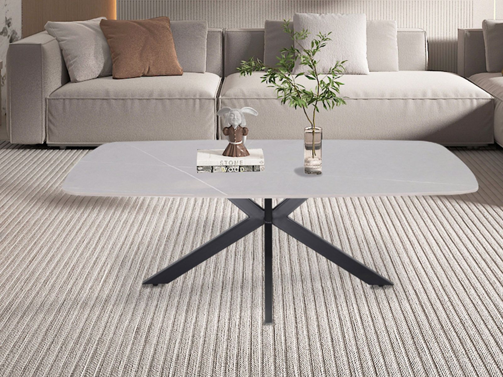 Table basse ovale MILO 130 cm gris