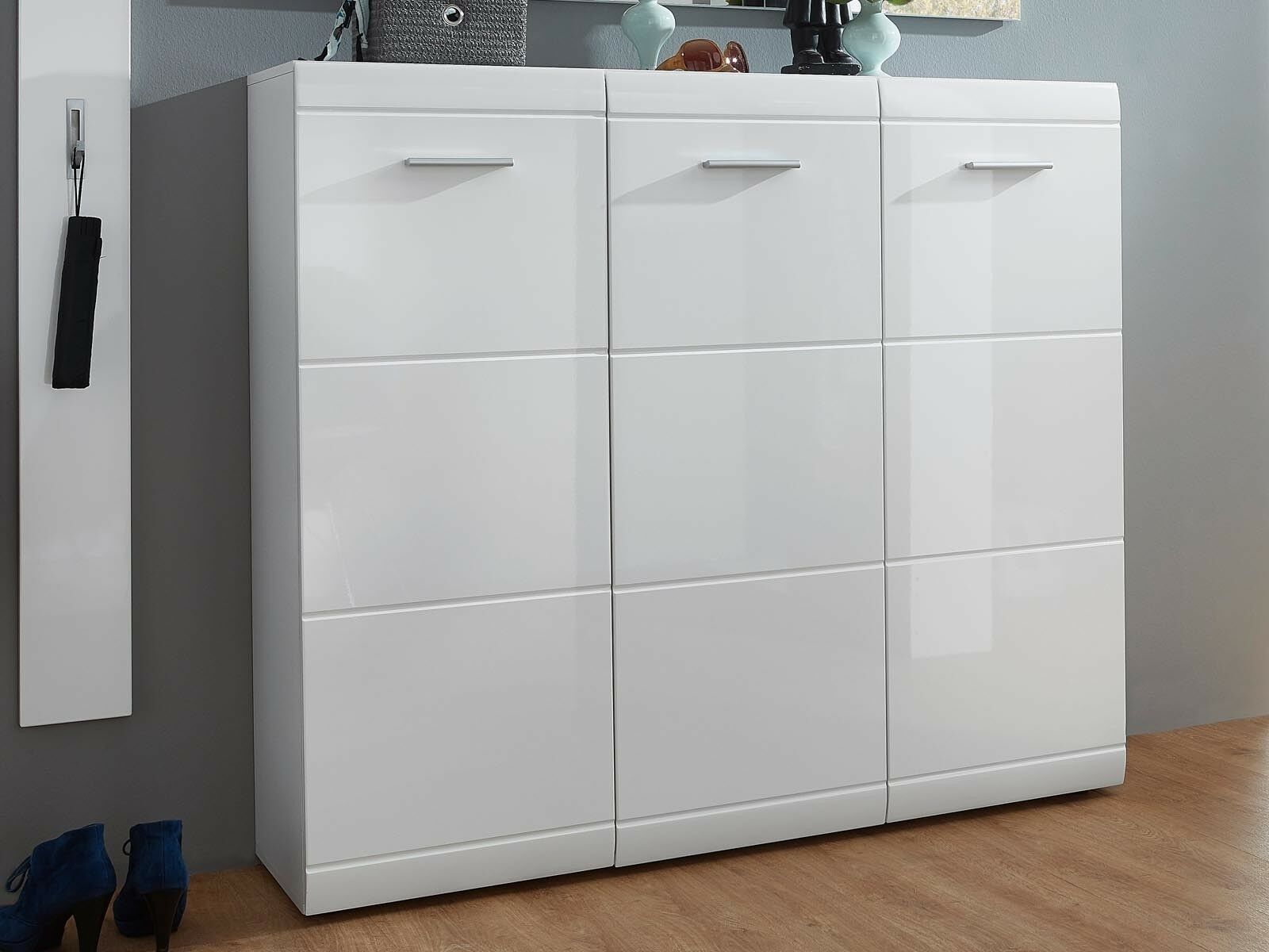 Meuble à chaussures PITTA 3 portes blanc brillant