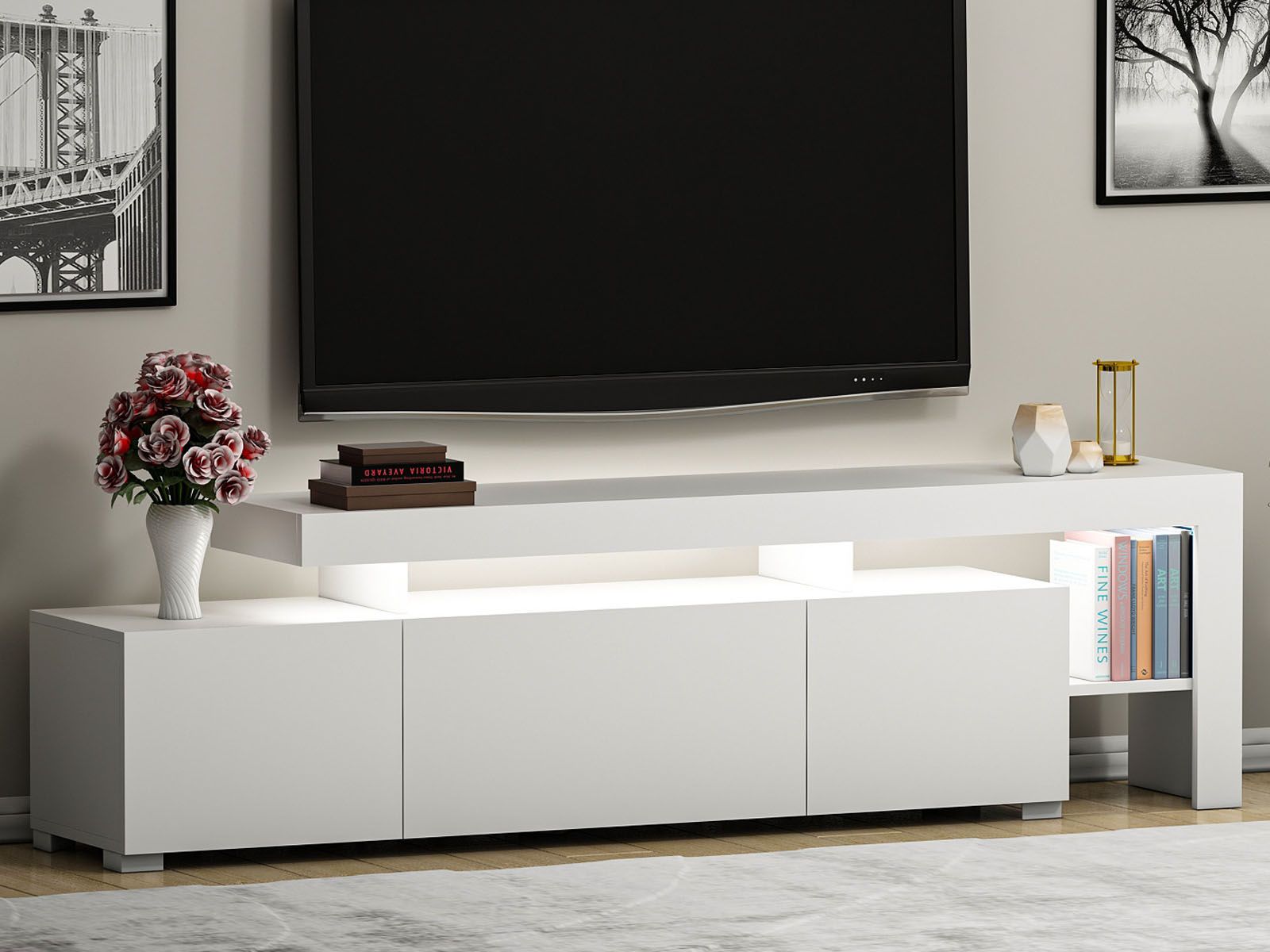 Meuble tv-hifi BELINI 3 portes blanc