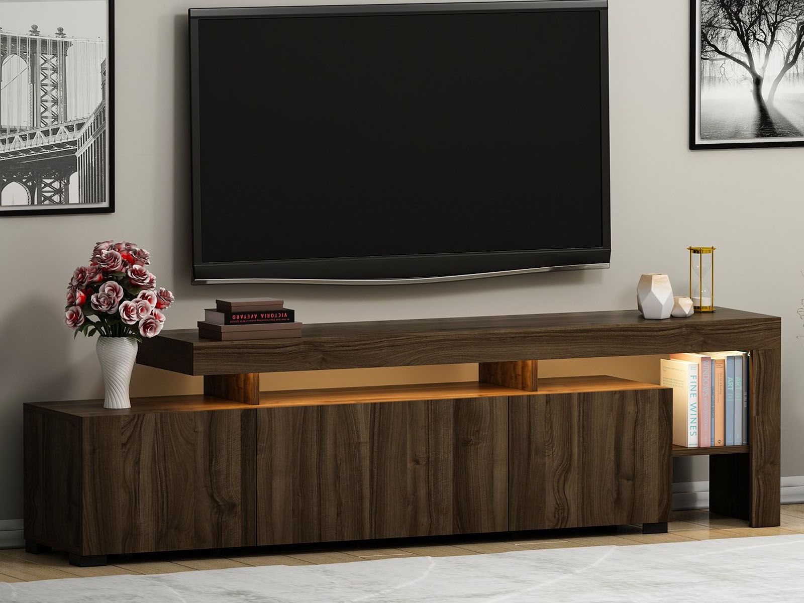 Meuble tv-hifi BELINI 3 portes noyer