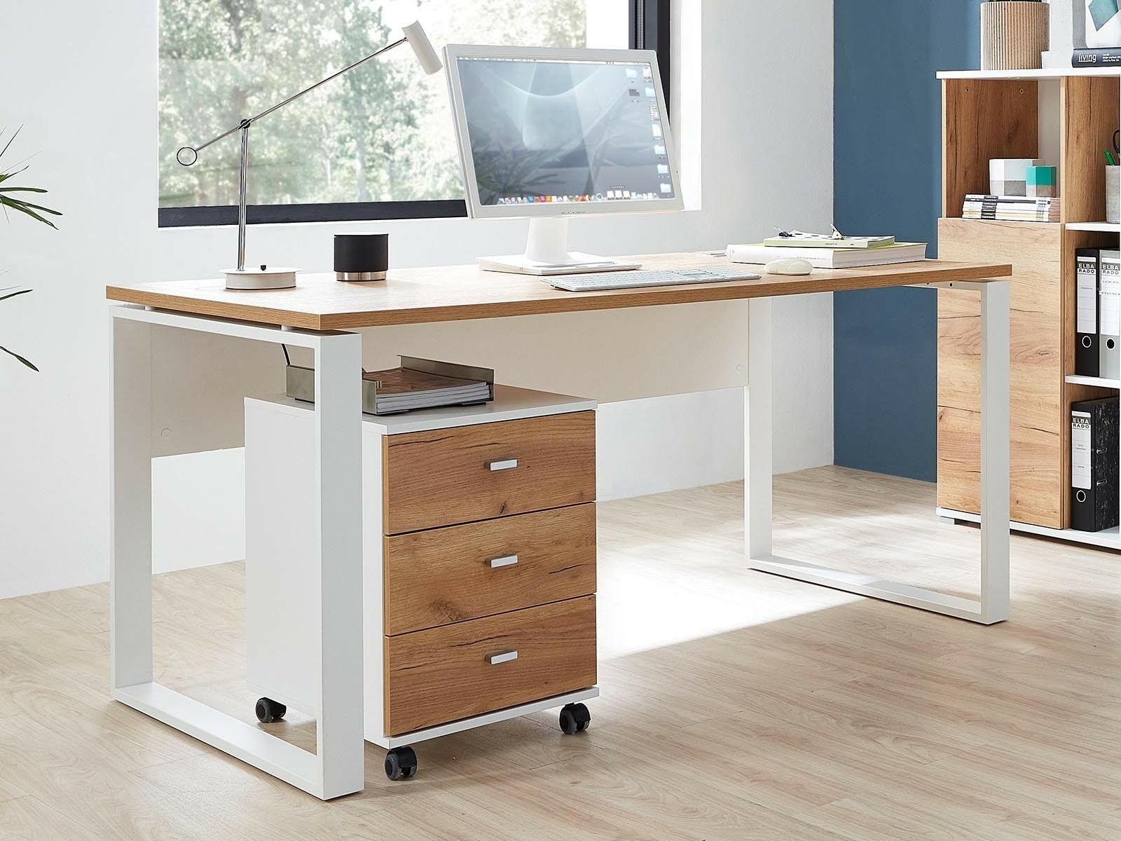 Bureau LISBONNE blanc/chêne navarra