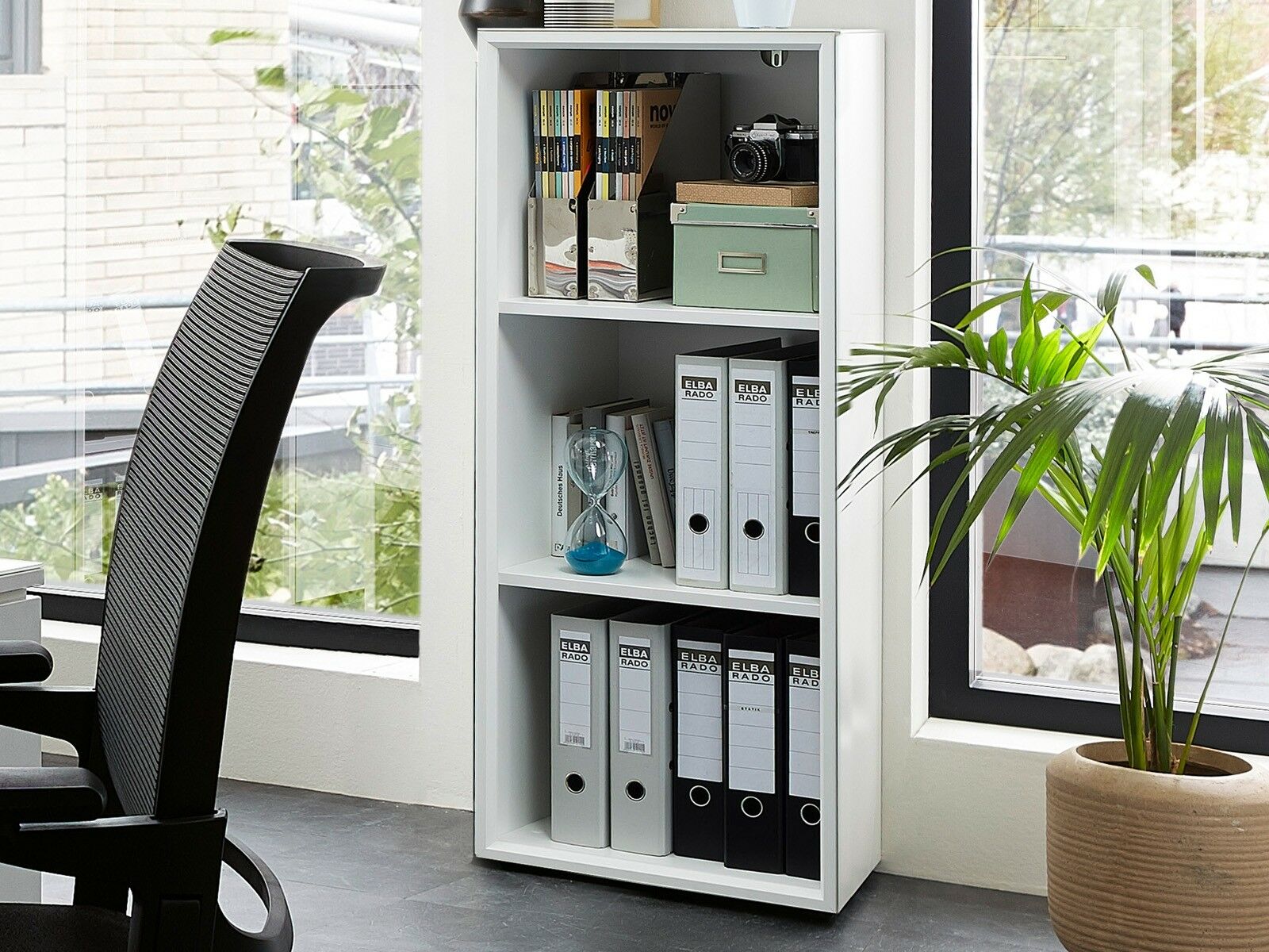 Bibliothèque MATERIA 3 niches blanc/blanc laqué