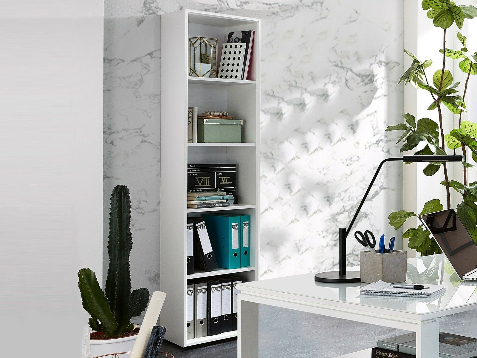 Bibliothèque MATERIA 5 niches blanc/blanc laqué