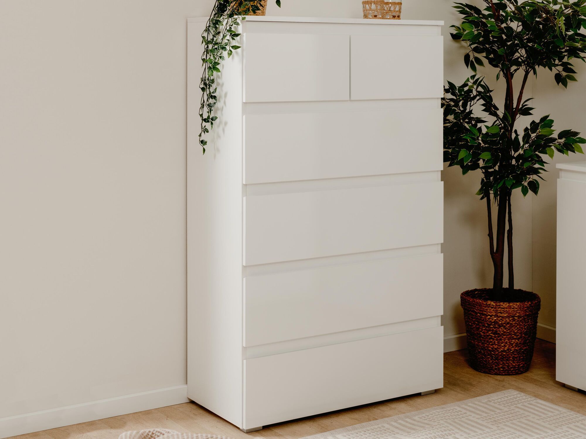 Commode CAPOWI 5 tiroirs blanc