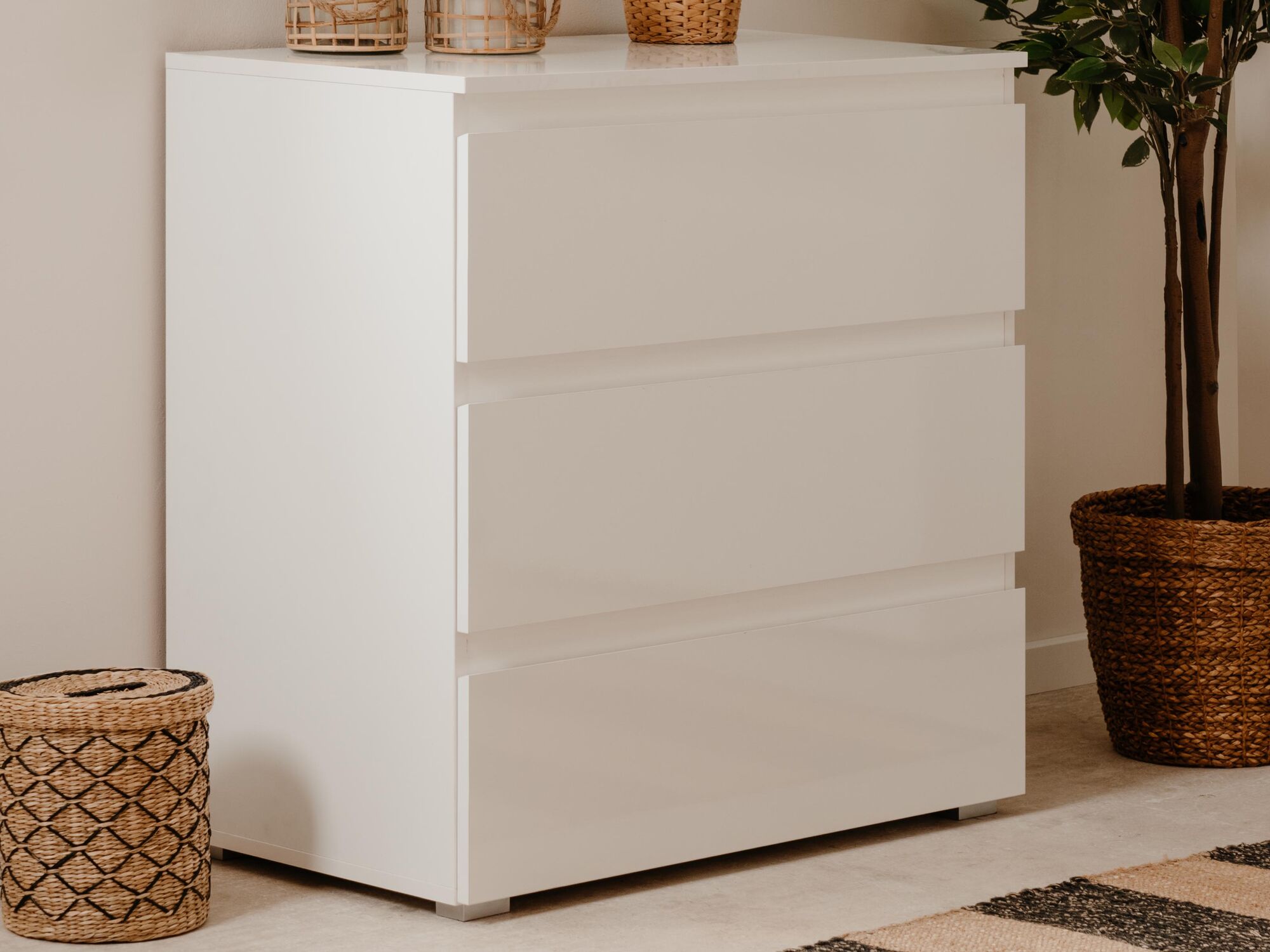 Commode CAPOWI 3 tiroirs blanc