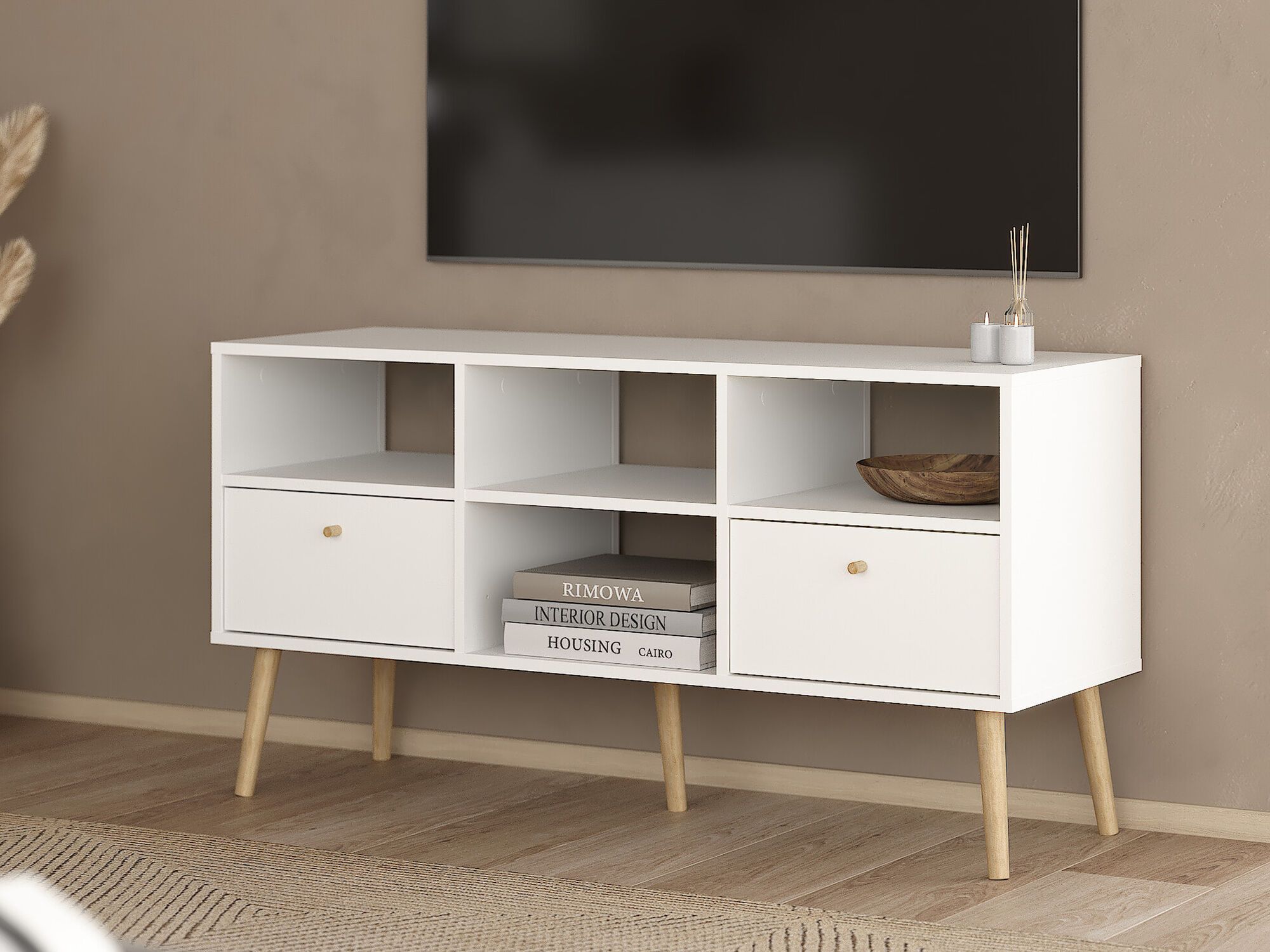 Meuble tv-hifi BOAVISTA 2 tiroirs blanc